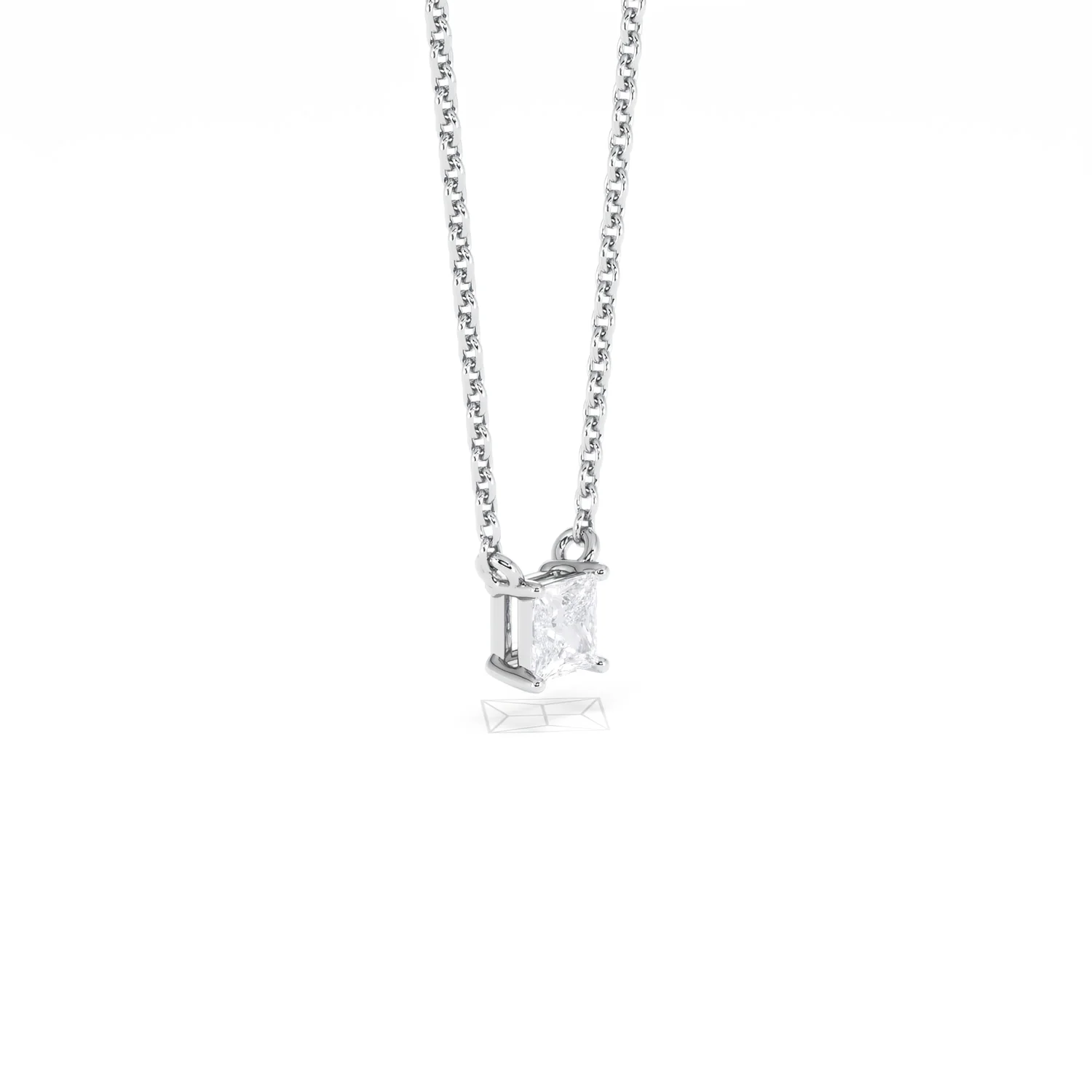 Wanderlust Floating Princess Cut Lab Diamond Solitaire Necklace 0.25ct H/SI in 925 Silver - Image 20