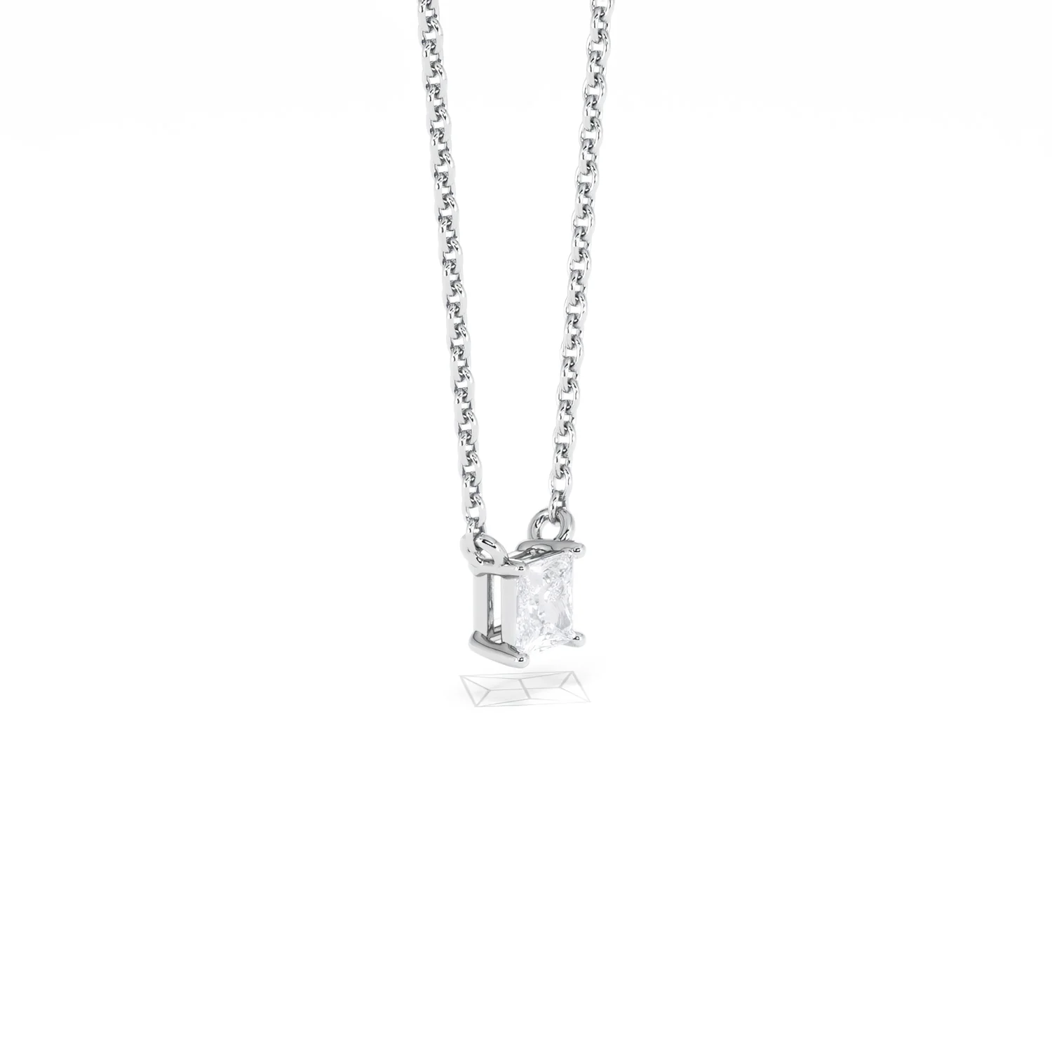 Wanderlust Floating Princess Cut Lab Diamond Solitaire Necklace 0.25ct H/SI in 925 Silver - Image 21
