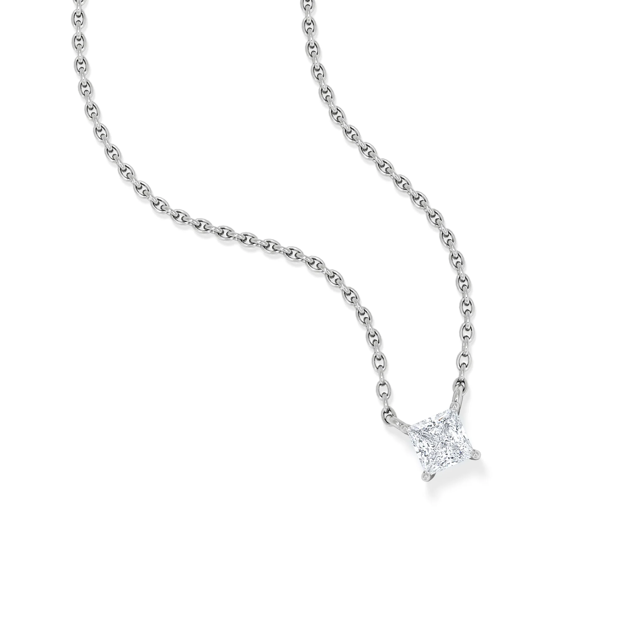 Wanderlust Floating Princess Cut Lab Diamond Solitaire Necklace 0.25ct H/SI in 925 Silver - Image 3