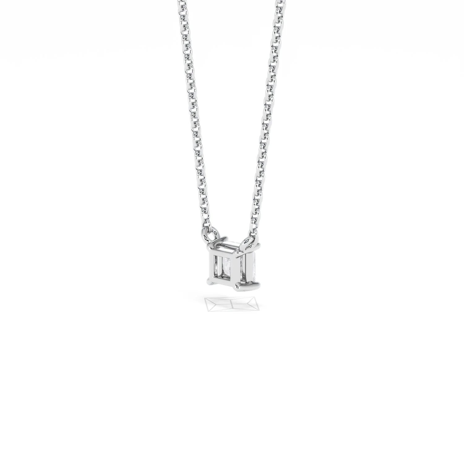 Wanderlust Floating Princess Cut Lab Diamond Solitaire Necklace 0.25ct H/SI in 925 Silver - Image 40