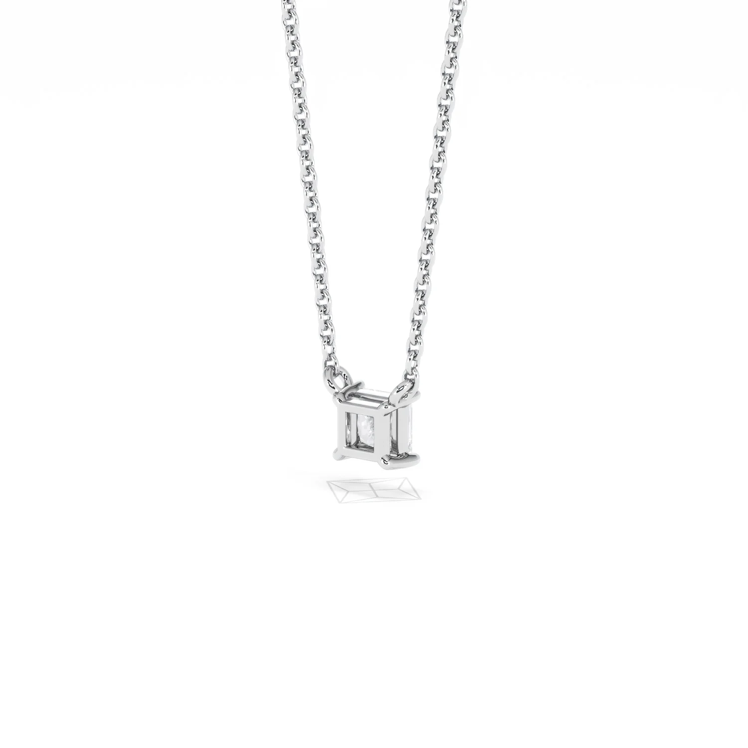 Wanderlust Floating Princess Cut Lab Diamond Solitaire Necklace 0.25ct H/SI in 925 Silver - Image 41