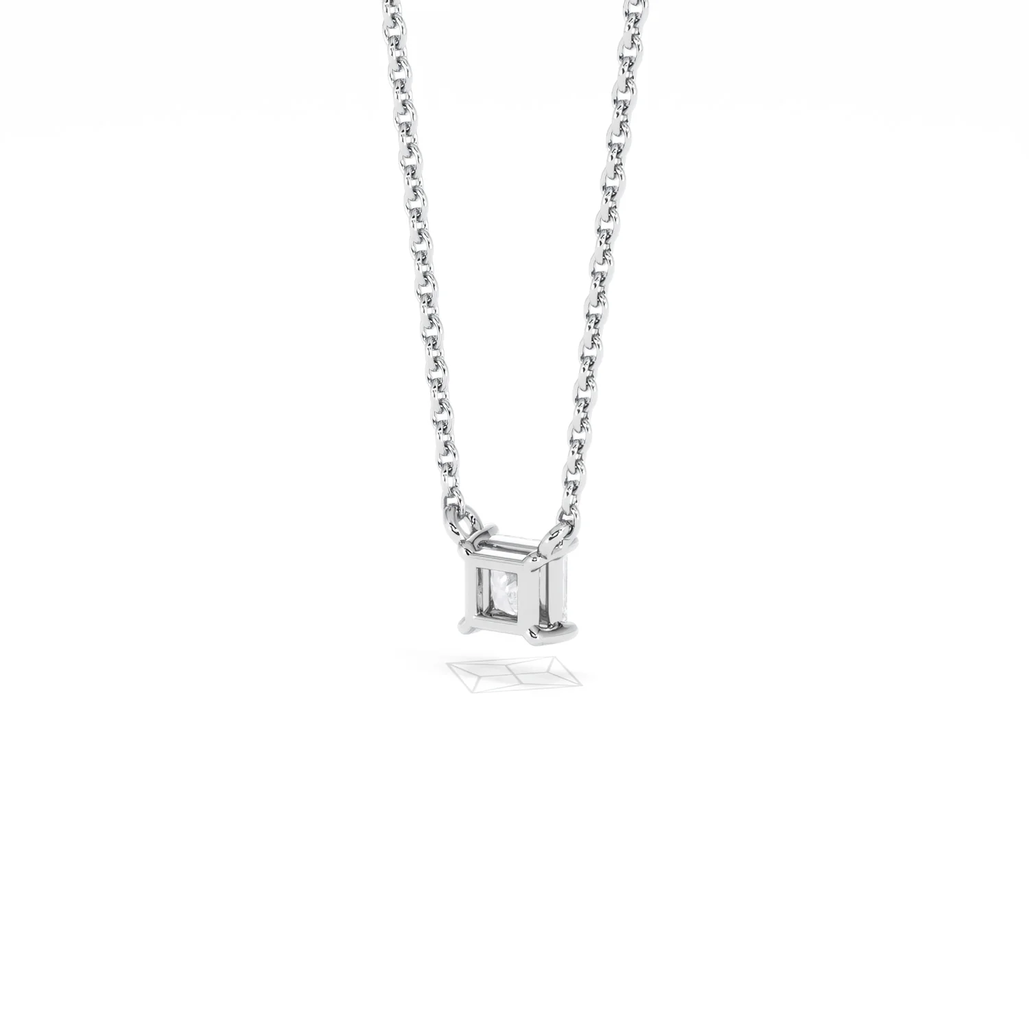 Wanderlust Floating Princess Cut Lab Diamond Solitaire Necklace 0.25ct H/SI in 925 Silver - Image 42