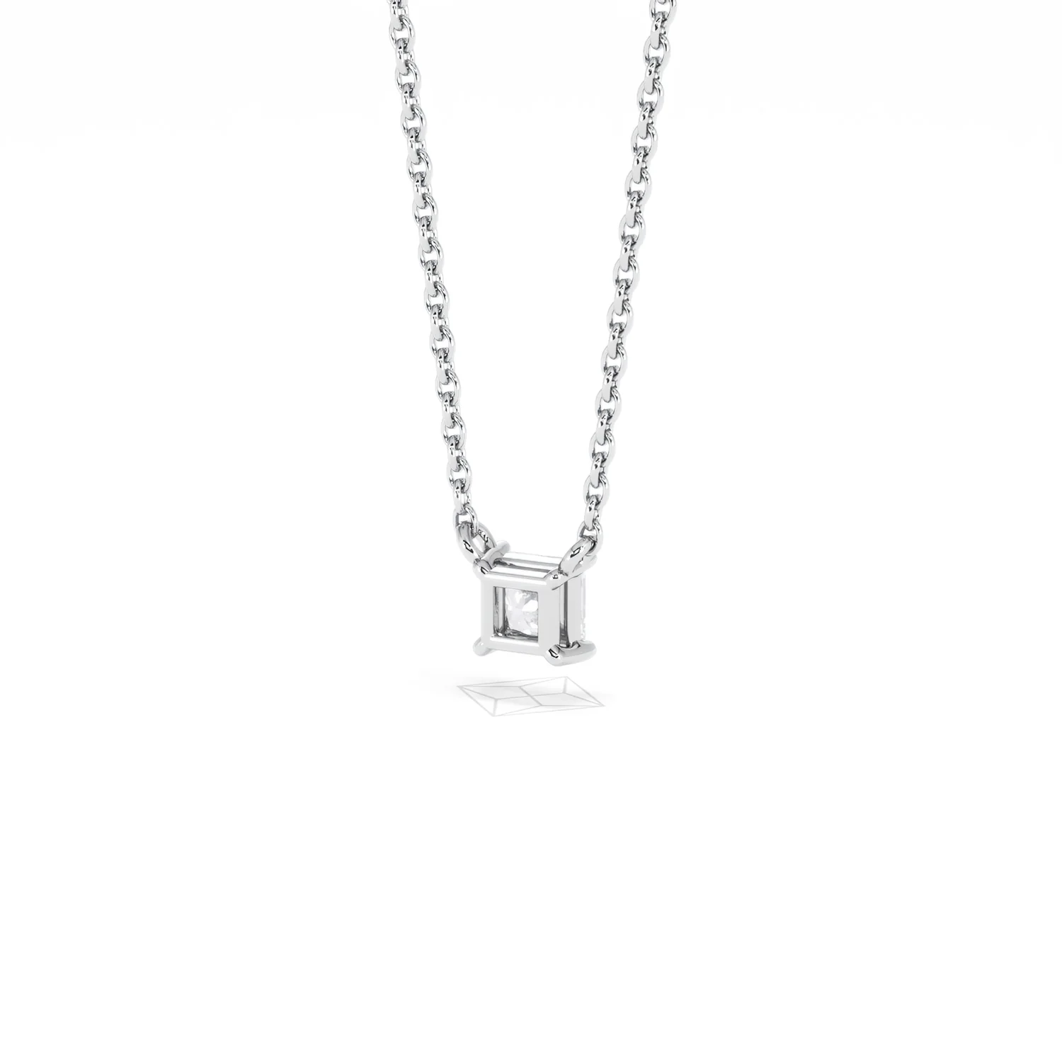 Wanderlust Floating Princess Cut Lab Diamond Solitaire Necklace 0.25ct H/SI in 925 Silver - Image 43