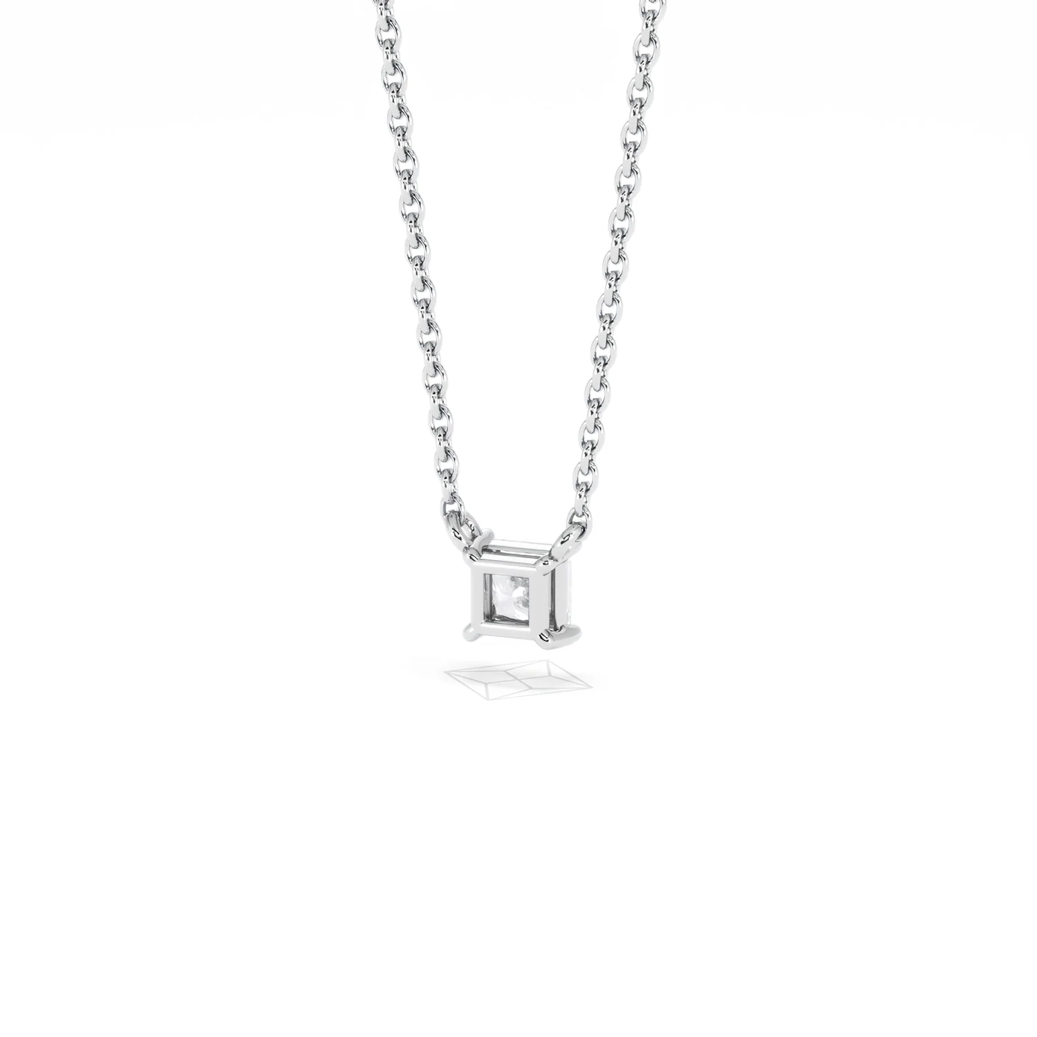 Wanderlust Floating Princess Cut Lab Diamond Solitaire Necklace 0.25ct H/SI in 925 Silver - Image 44