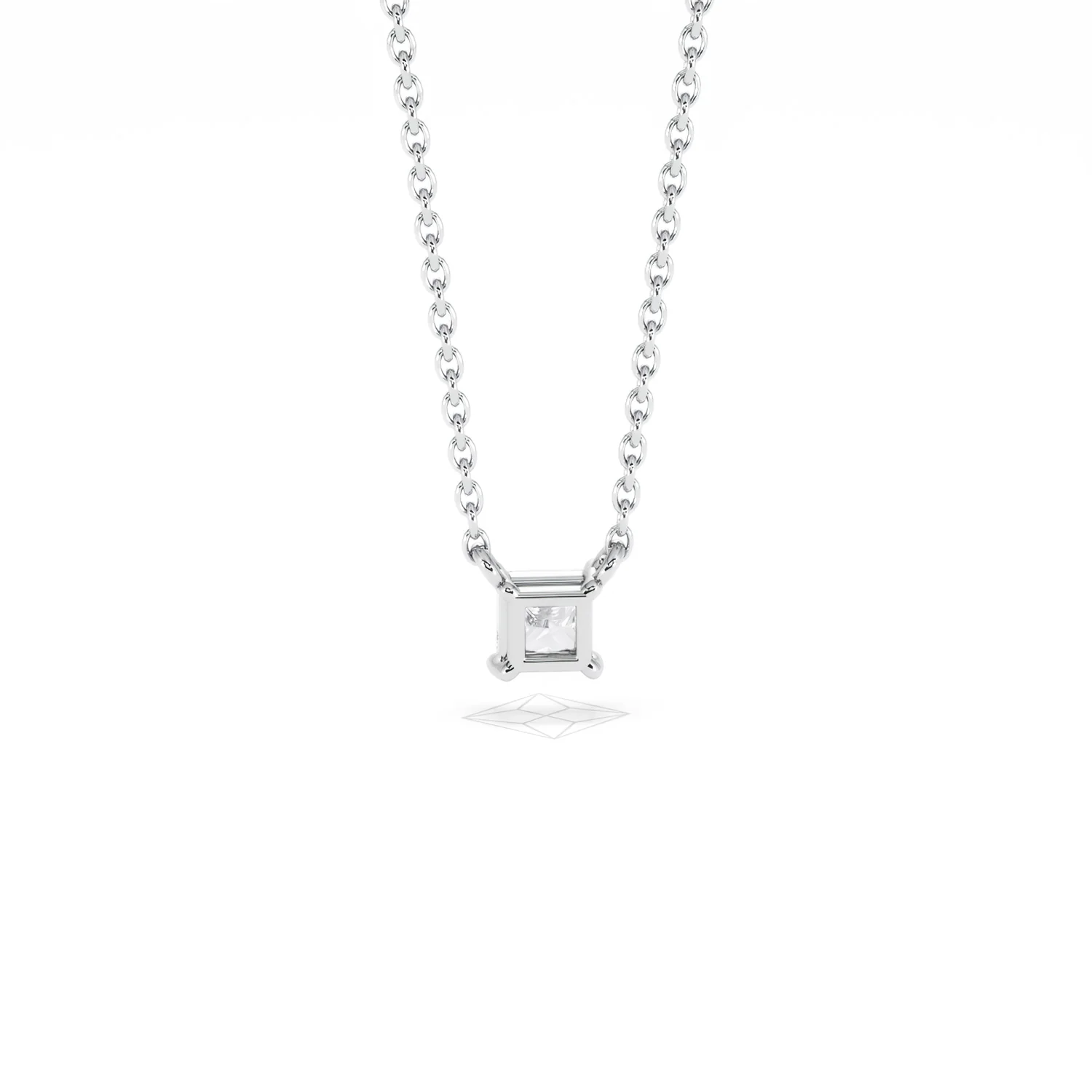 Wanderlust Floating Princess Cut Lab Diamond Solitaire Necklace 0.25ct H/SI in 925 Silver - Image 50