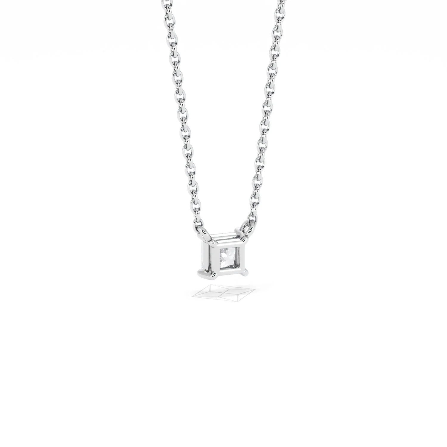 Wanderlust Floating Princess Cut Lab Diamond Solitaire Necklace 0.25ct H/SI in 925 Silver - Image 54