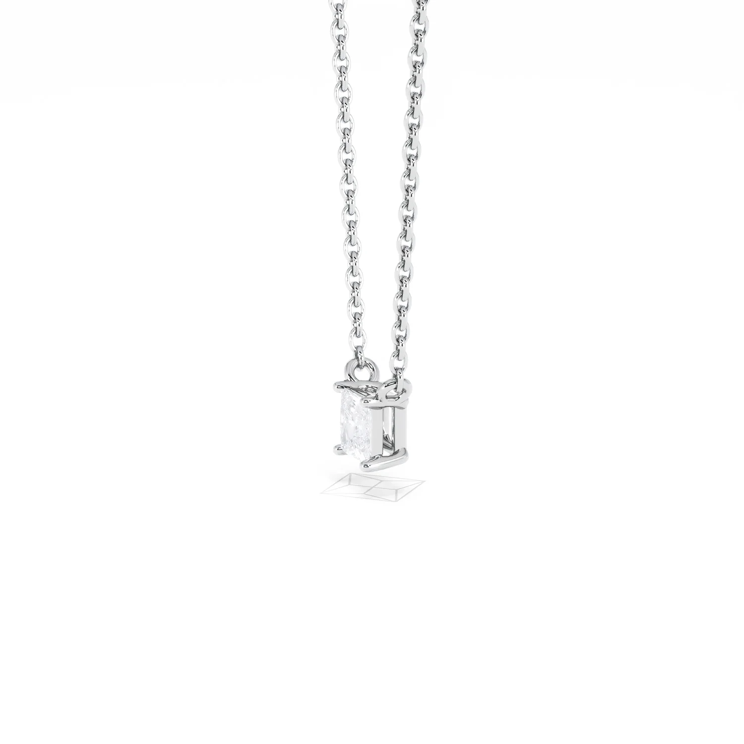 Wanderlust Floating Princess Cut Lab Diamond Solitaire Necklace 0.25ct H/SI in 925 Silver - Image 74