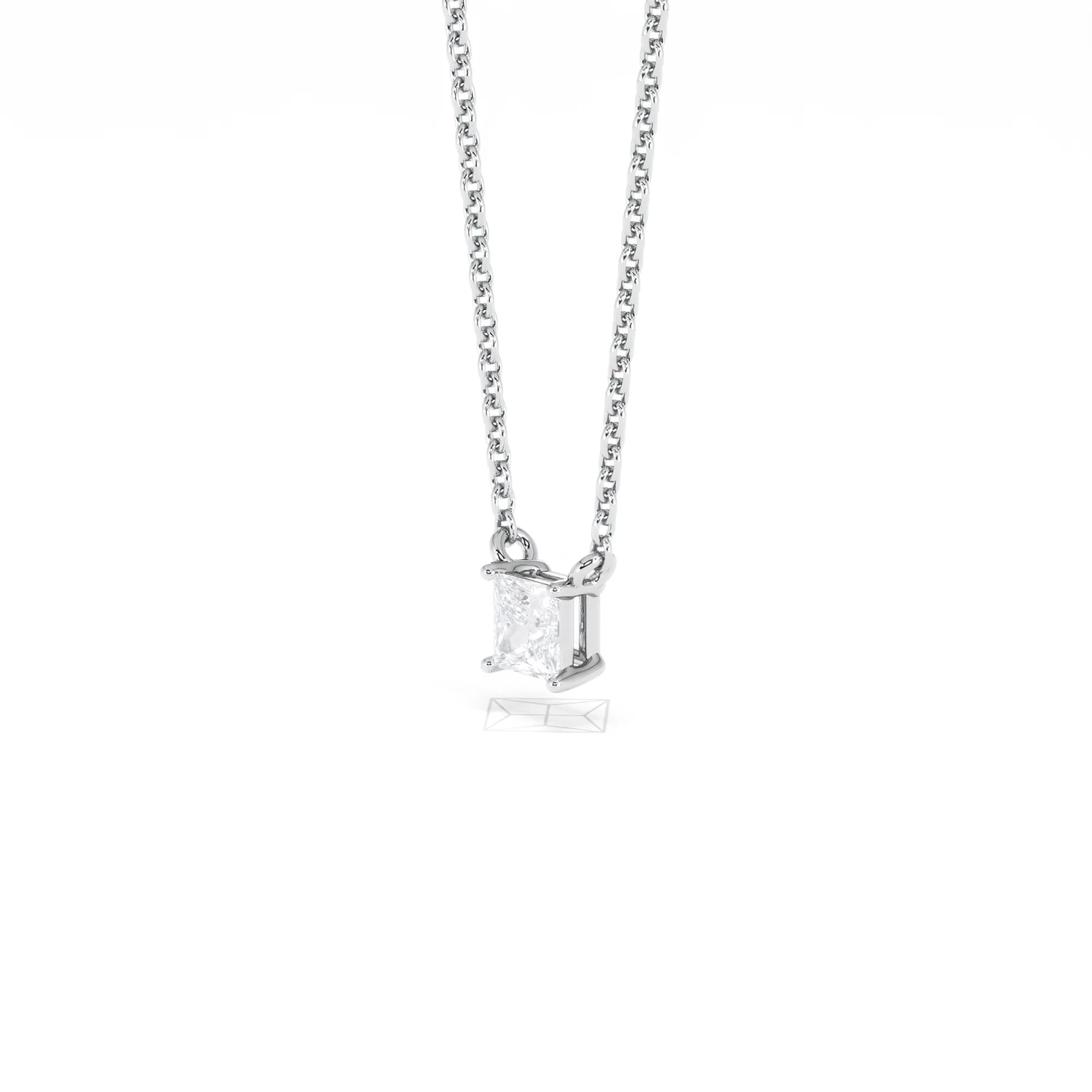 Wanderlust Floating Princess Cut Lab Diamond Solitaire Necklace 0.25ct H/SI in 925 Silver - Image 78
