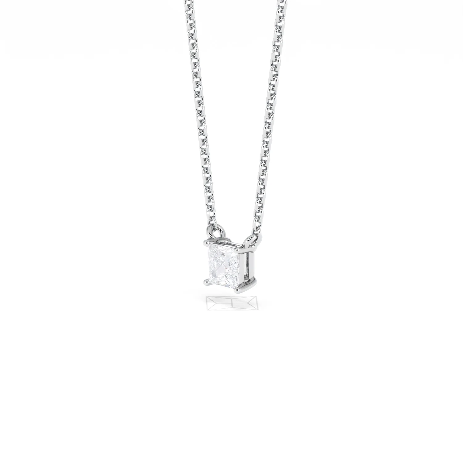 Wanderlust Floating Princess Cut Lab Diamond Solitaire Necklace 0.25ct H/SI in 925 Silver - Image 79