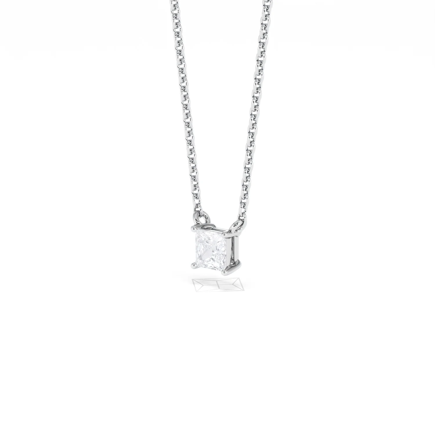 Wanderlust Floating Princess Cut Lab Diamond Solitaire Necklace 0.25ct H/SI in 925 Silver - Image 80