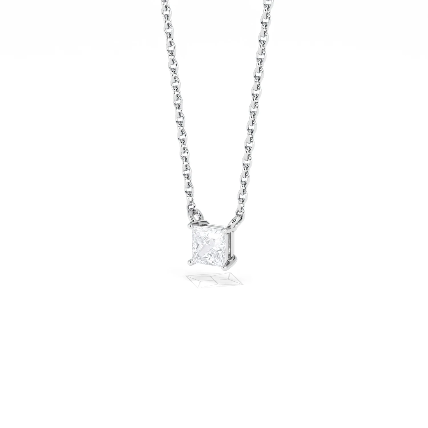 Wanderlust Floating Princess Cut Lab Diamond Solitaire Necklace 0.25ct H/SI in 925 Silver - Image 82