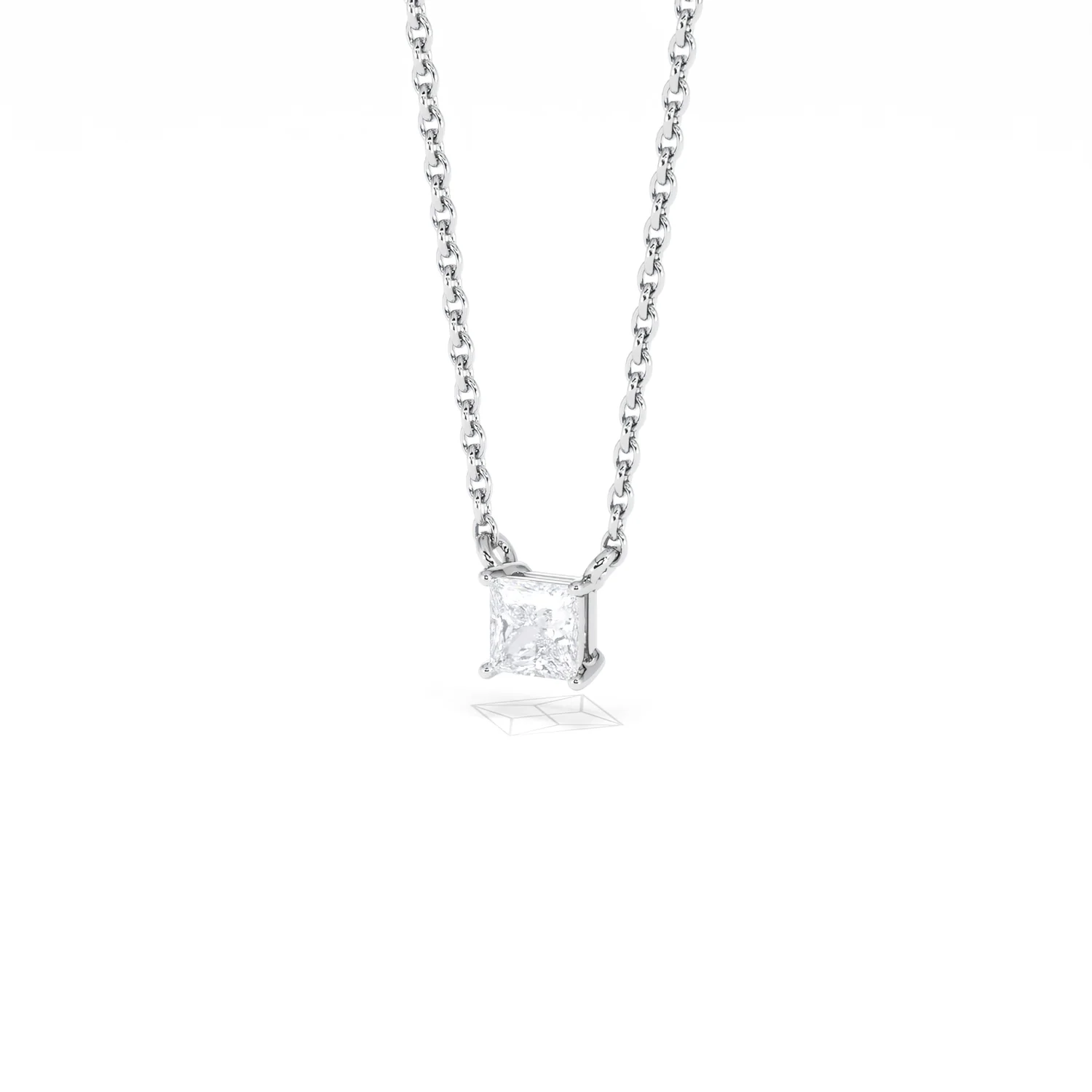 Wanderlust Floating Princess Cut Lab Diamond Solitaire Necklace 0.25ct H/SI in 925 Silver - Image 83