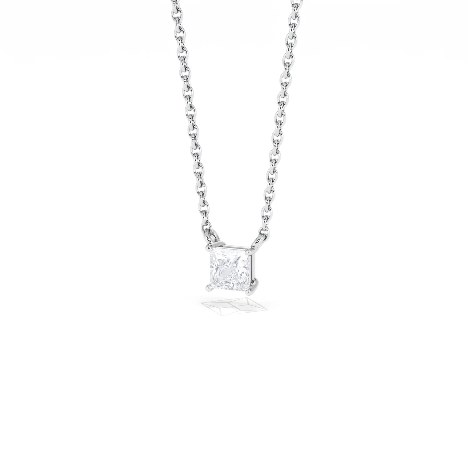 Wanderlust Floating Princess Cut Lab Diamond Solitaire Necklace 0.25ct H/SI in 925 Silver - Image 84