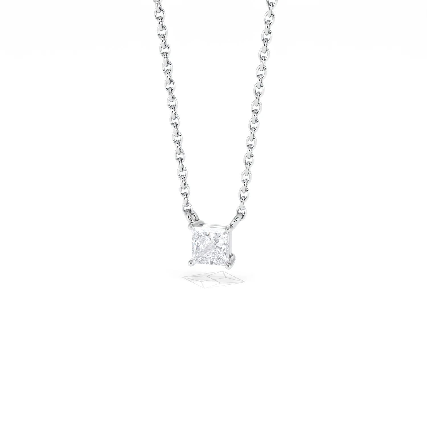 Wanderlust Floating Princess Cut Lab Diamond Solitaire Necklace 0.25ct H/SI in 925 Silver - Image 85