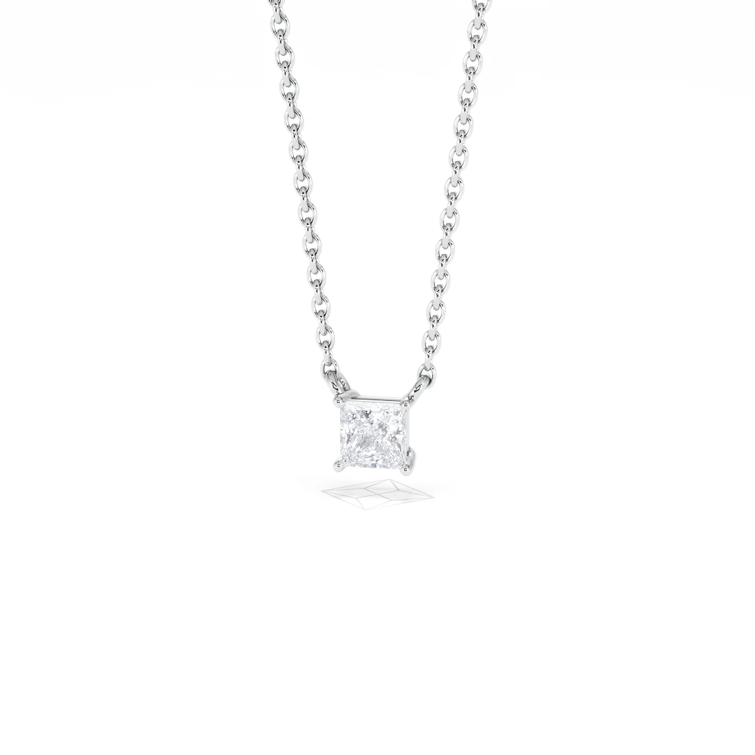 Wanderlust Floating Princess Cut Lab Diamond Solitaire Necklace 0.25ct H/SI in 925 Silver - Image 86