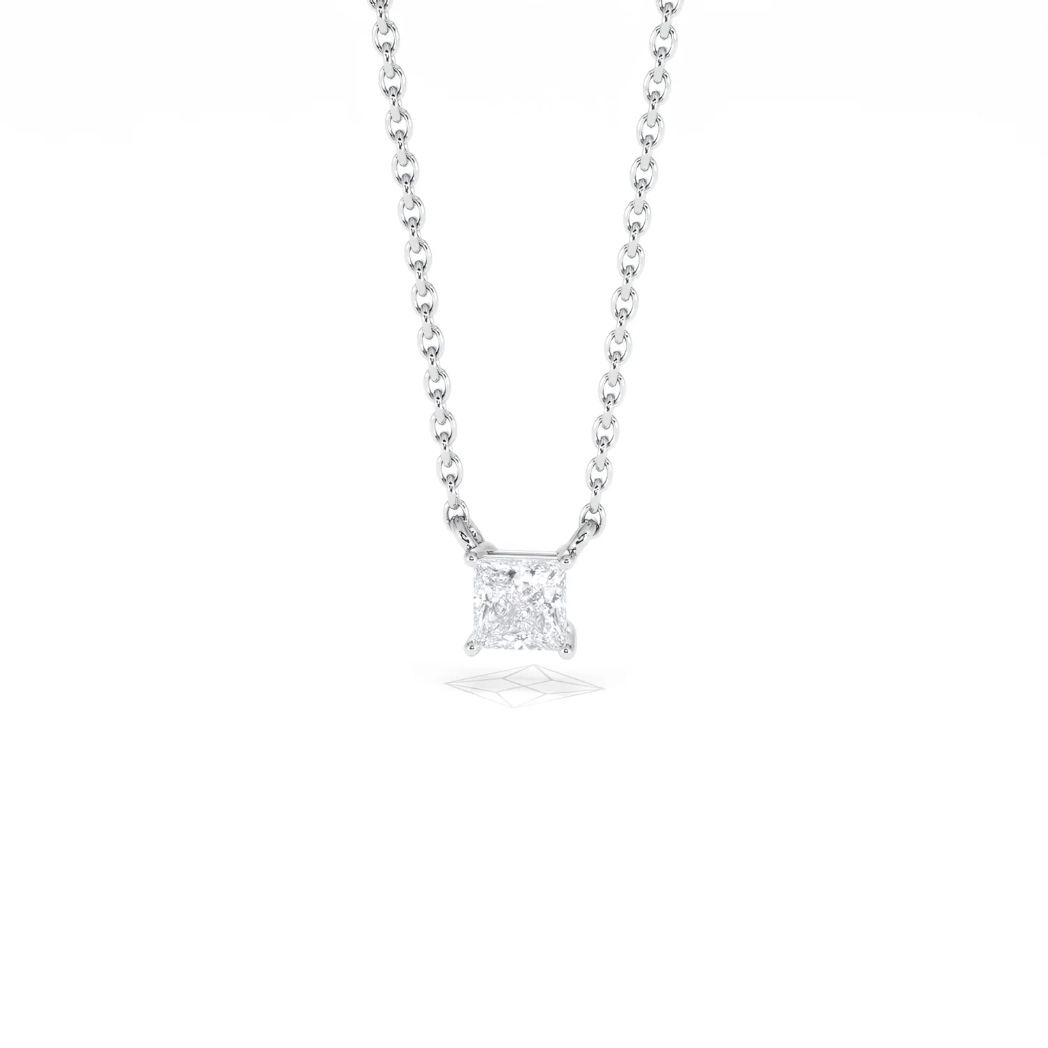 Wanderlust Floating Princess Cut Lab Diamond Solitaire Necklace 0.25ct H/SI in 925 Silver - Image 87