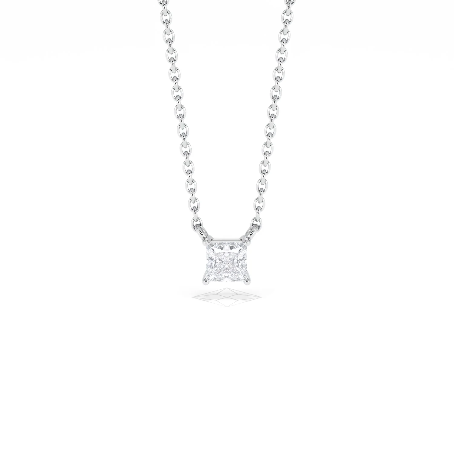 Wanderlust Floating Princess Cut Lab Diamond Solitaire Necklace 0.25ct H/SI in 925 Silver - Image 9