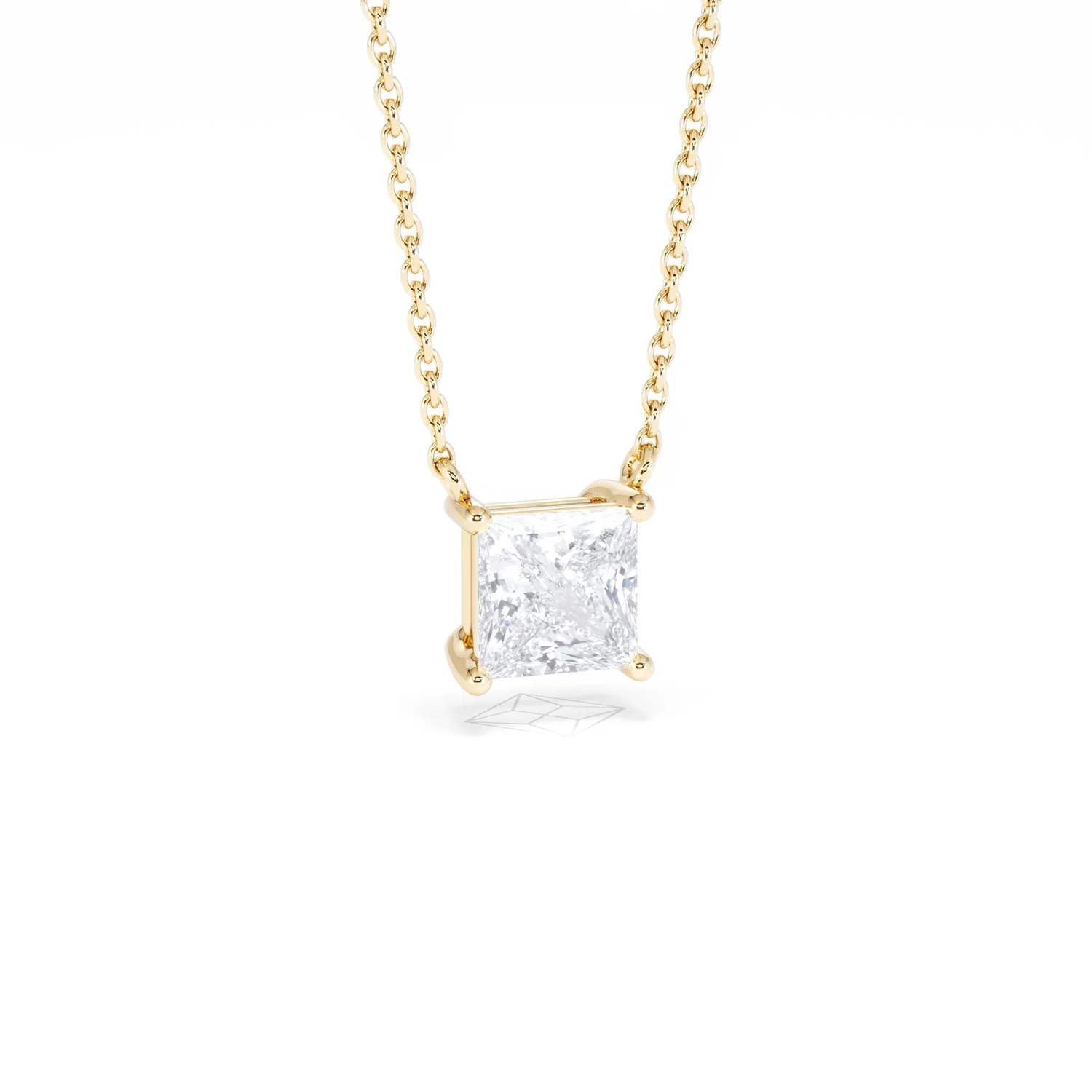Wanderlust Floating Princess Cut Lab Diamond Solitaire Necklace 1.00ct H/SI in 9K Gold - Image 14