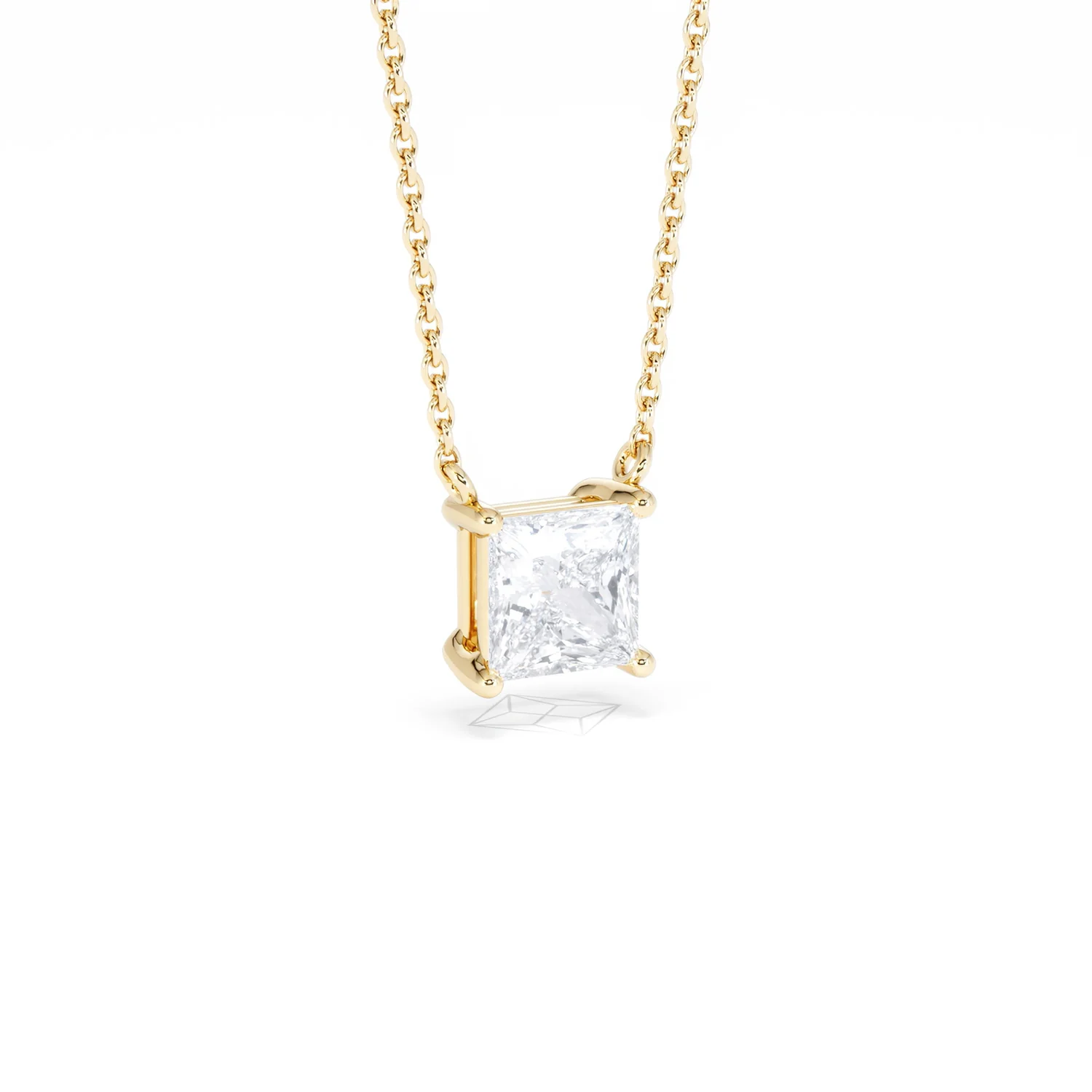 Wanderlust Floating Princess Cut Lab Diamond Solitaire Necklace 1.00ct H/SI in 9K Gold - Image 16
