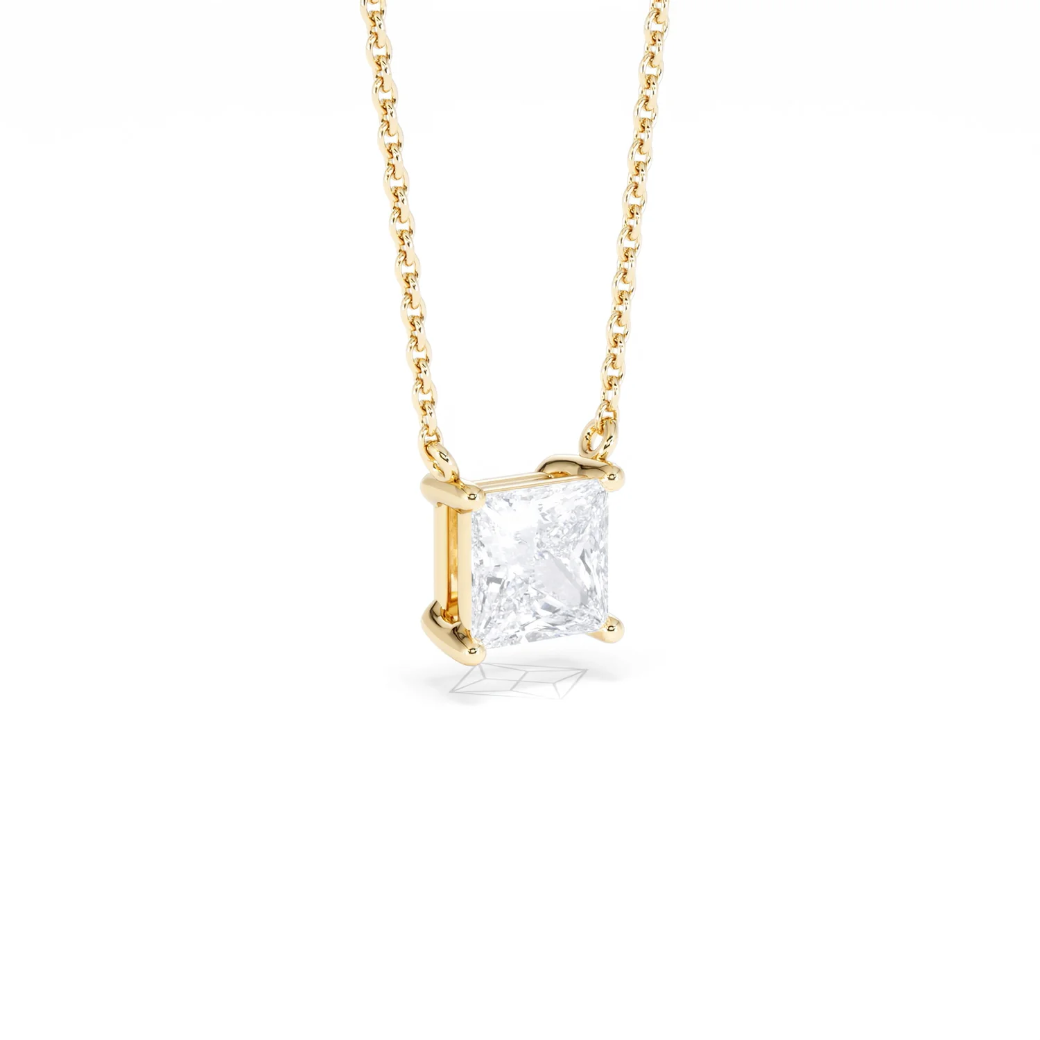 Wanderlust Floating Princess Cut Lab Diamond Solitaire Necklace 1.00ct H/SI in 9K Gold - Image 17