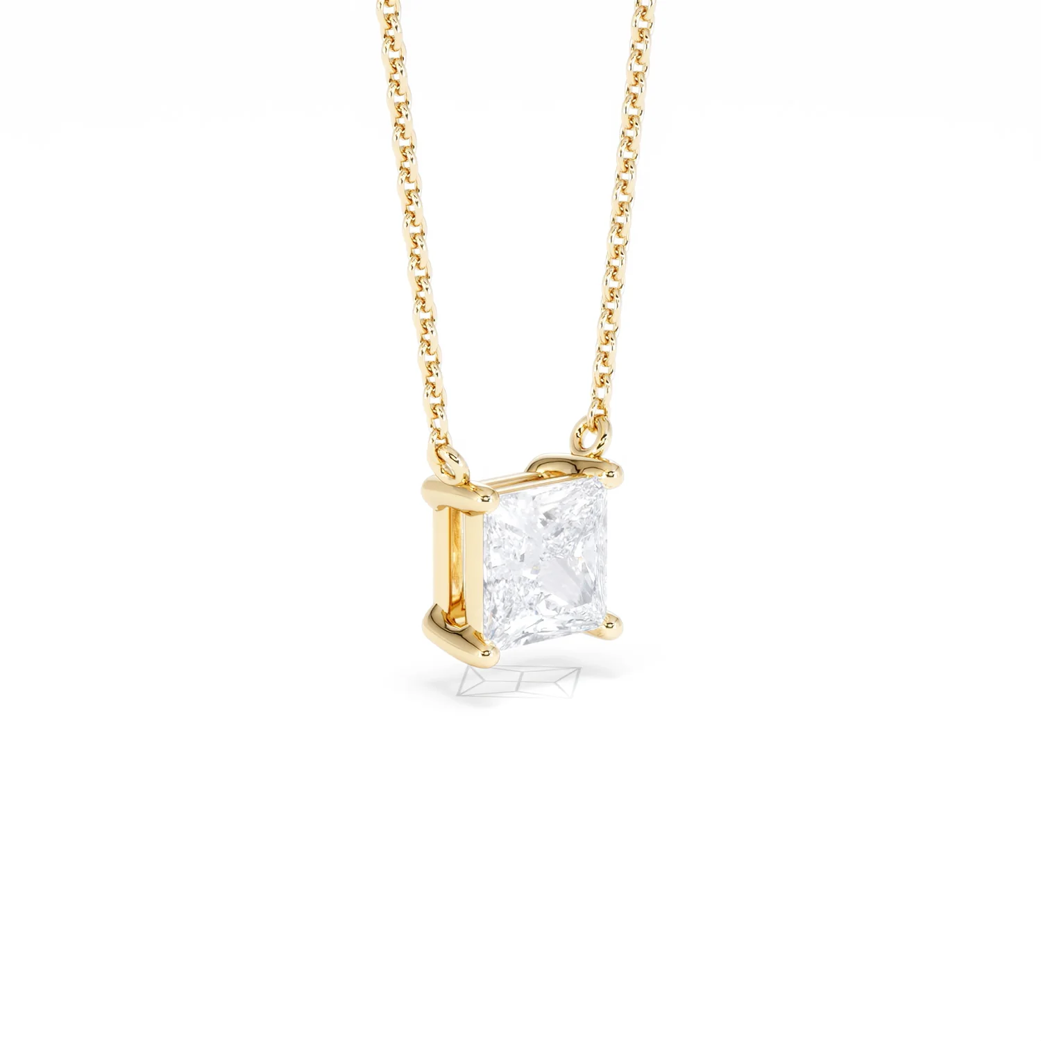 Wanderlust Floating Princess Cut Lab Diamond Solitaire Necklace 1.00ct H/SI in 9K Gold - Image 19