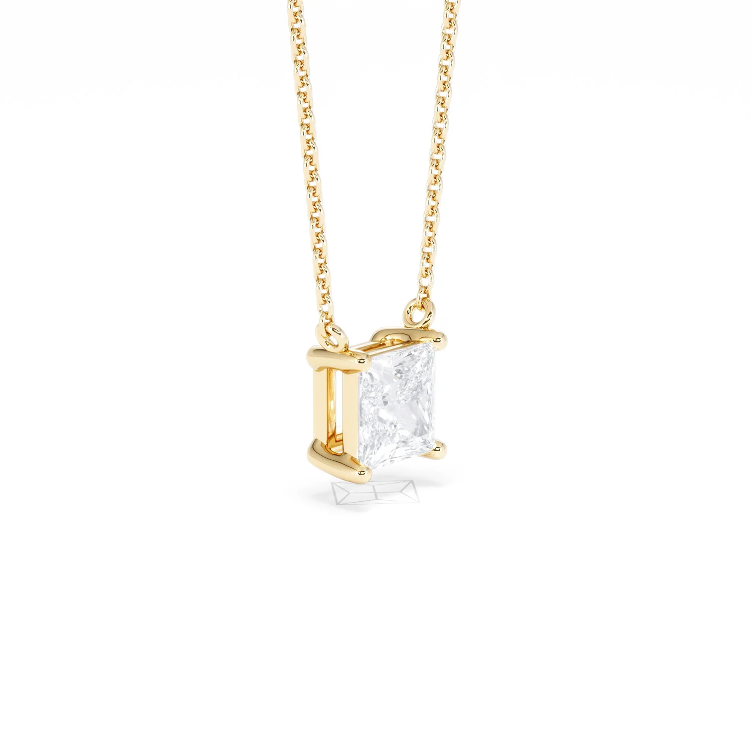 Wanderlust Floating Princess Cut Lab Diamond Solitaire Necklace 1.00ct H/SI in 9K Gold - Image 21