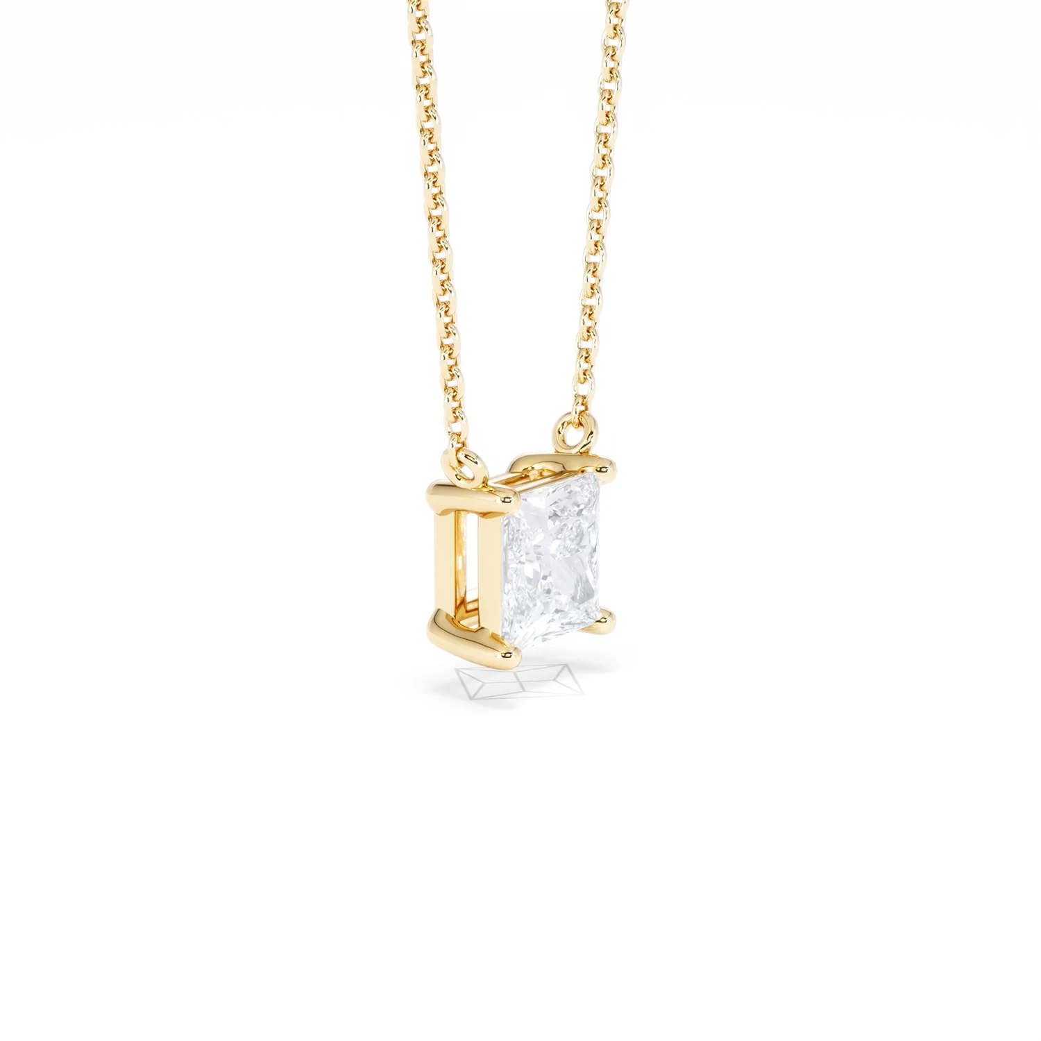Wanderlust Floating Princess Cut Lab Diamond Solitaire Necklace 1.00ct H/SI in 9K Gold - Image 22