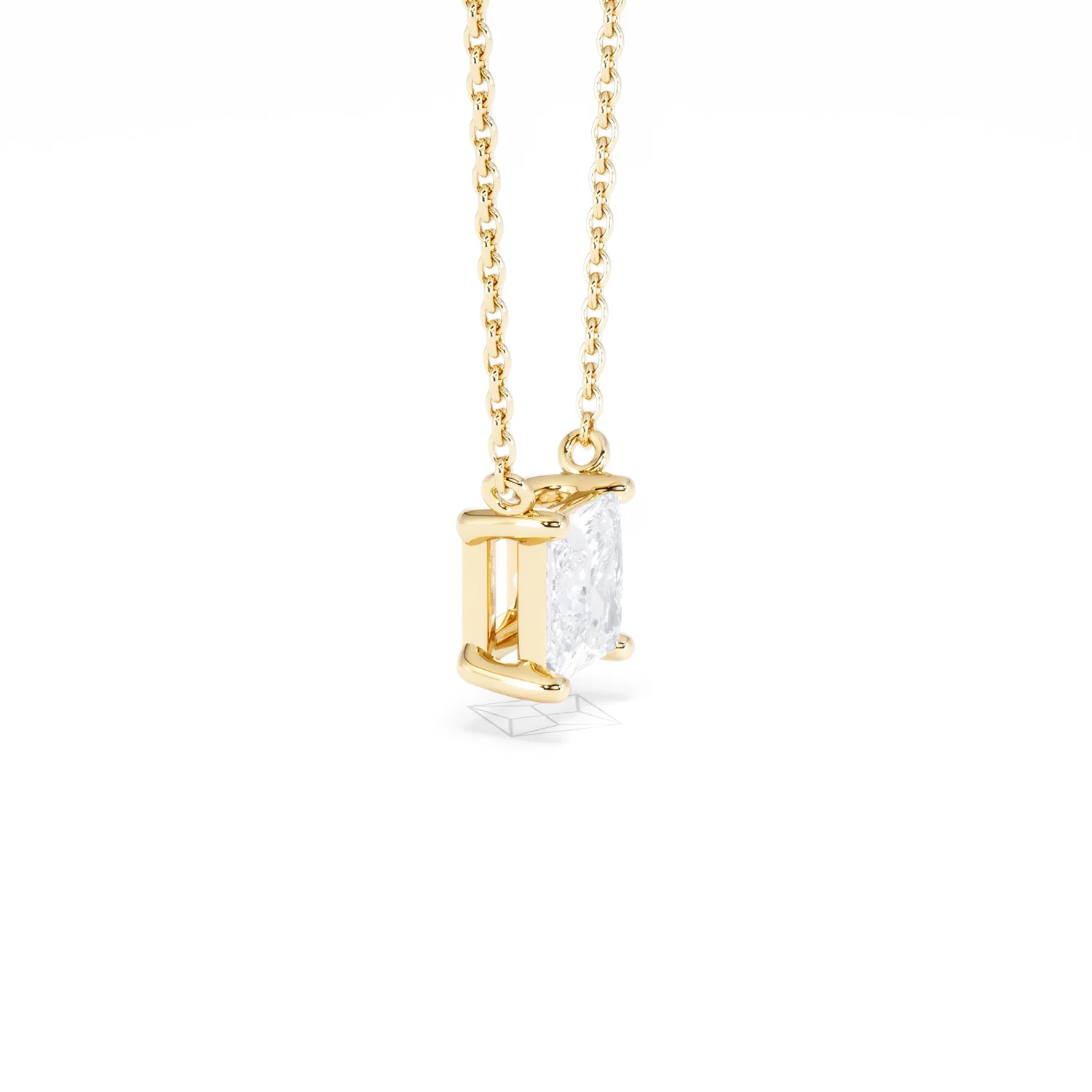 Wanderlust Floating Princess Cut Lab Diamond Solitaire Necklace 1.00ct H/SI in 9K Gold - Image 25