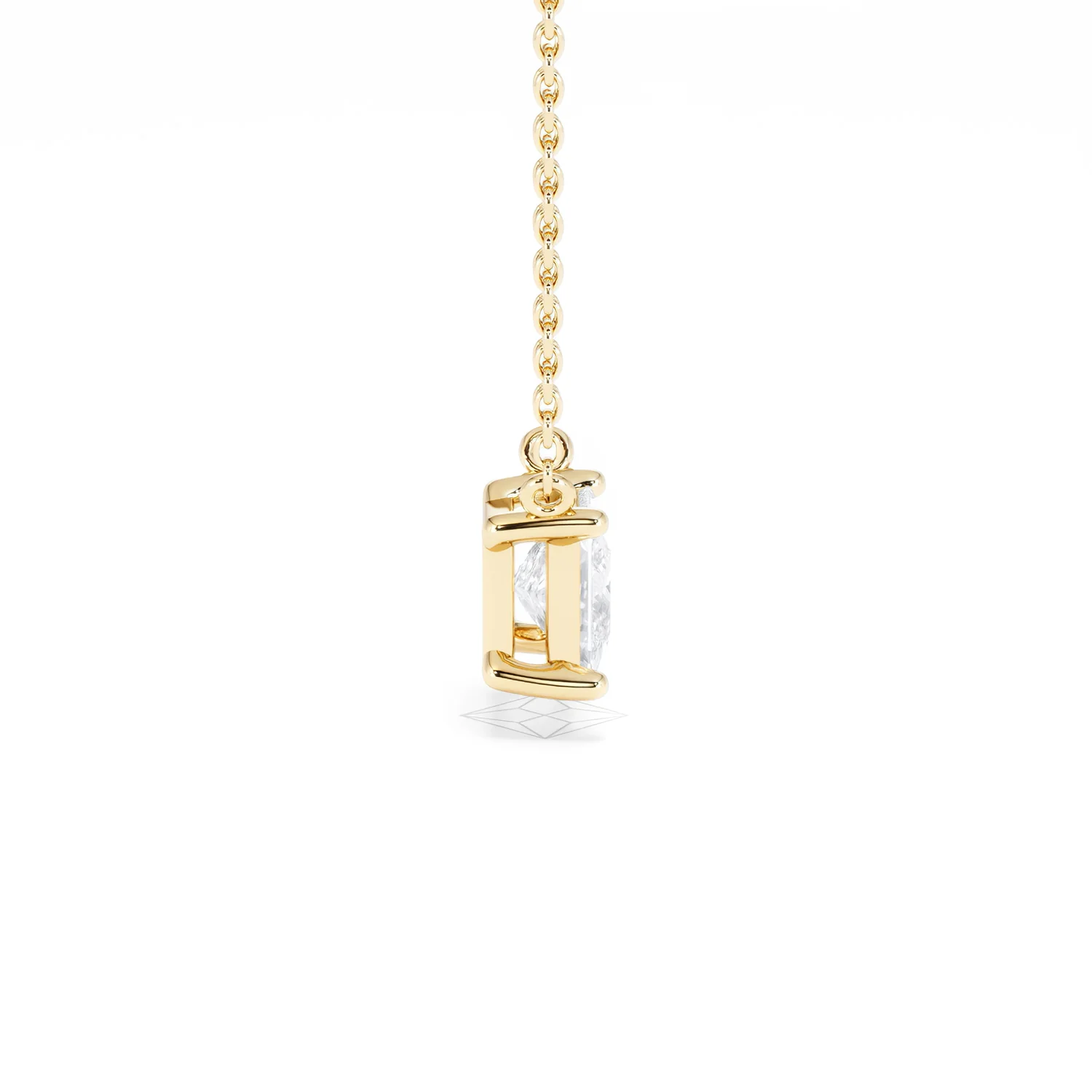 Wanderlust Floating Princess Cut Lab Diamond Solitaire Necklace 1.00ct H/SI in 9K Gold - Image 30