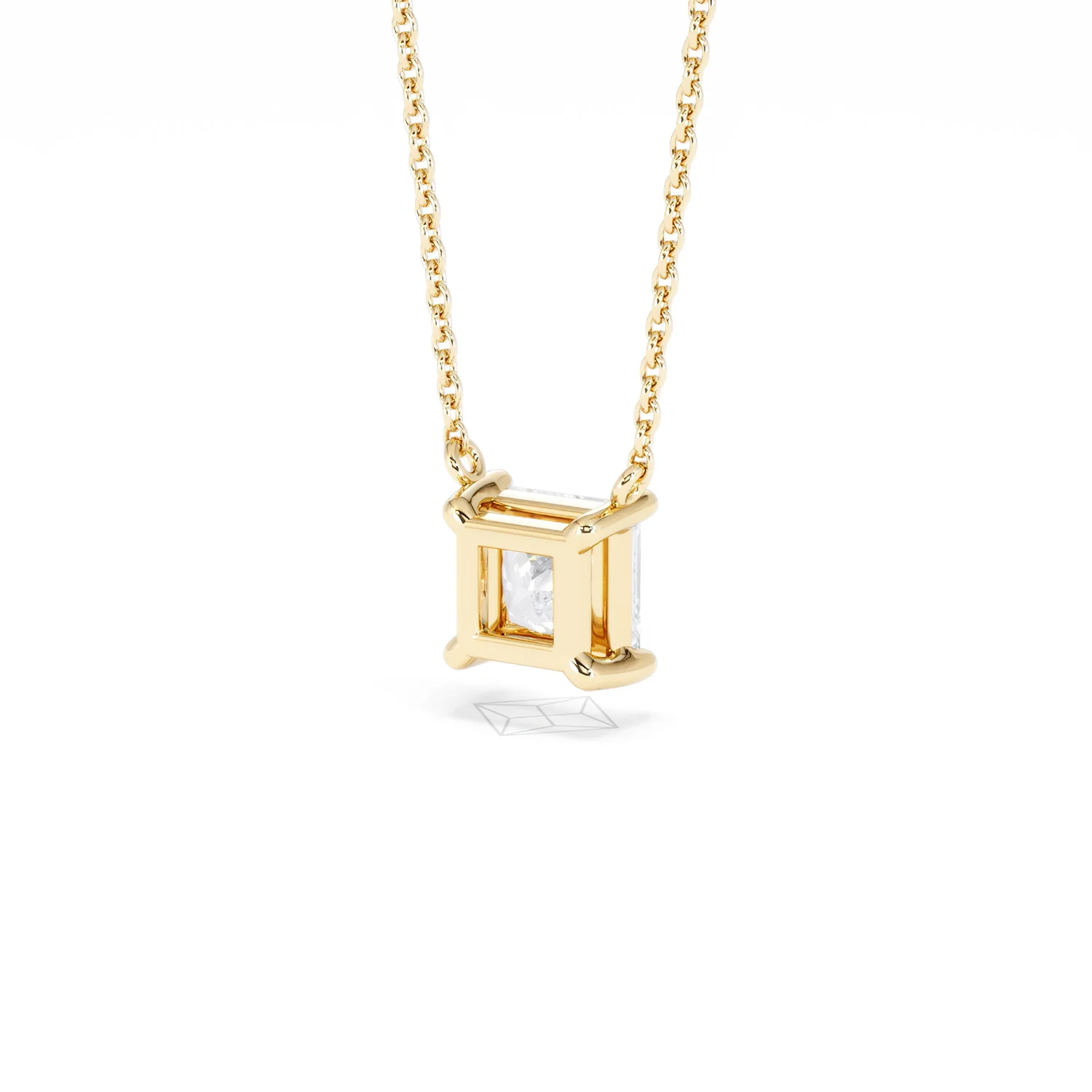 Wanderlust Floating Princess Cut Lab Diamond Solitaire Necklace 1.00ct H/SI in 9K Gold - Image 43