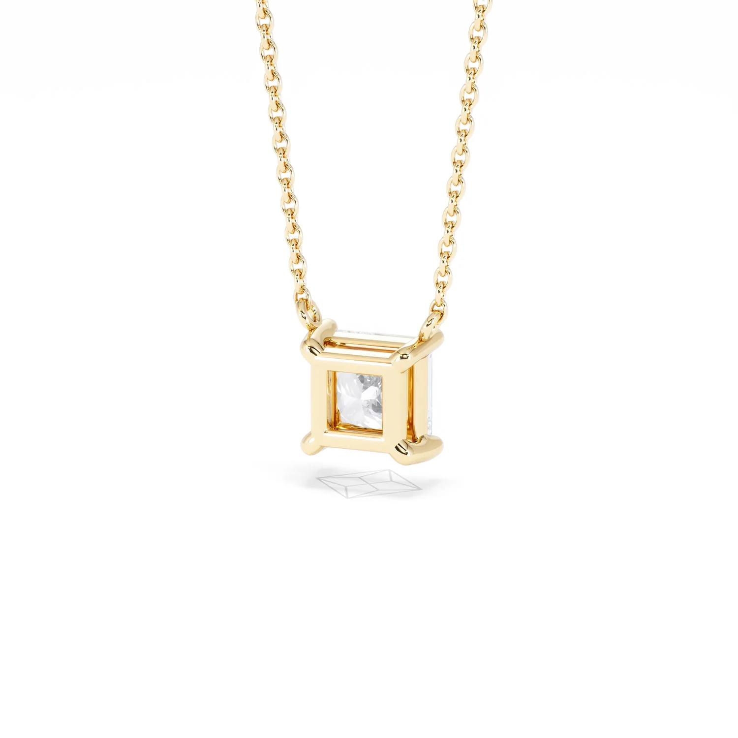 Wanderlust Floating Princess Cut Lab Diamond Solitaire Necklace 1.00ct H/SI in 9K Gold - Image 45