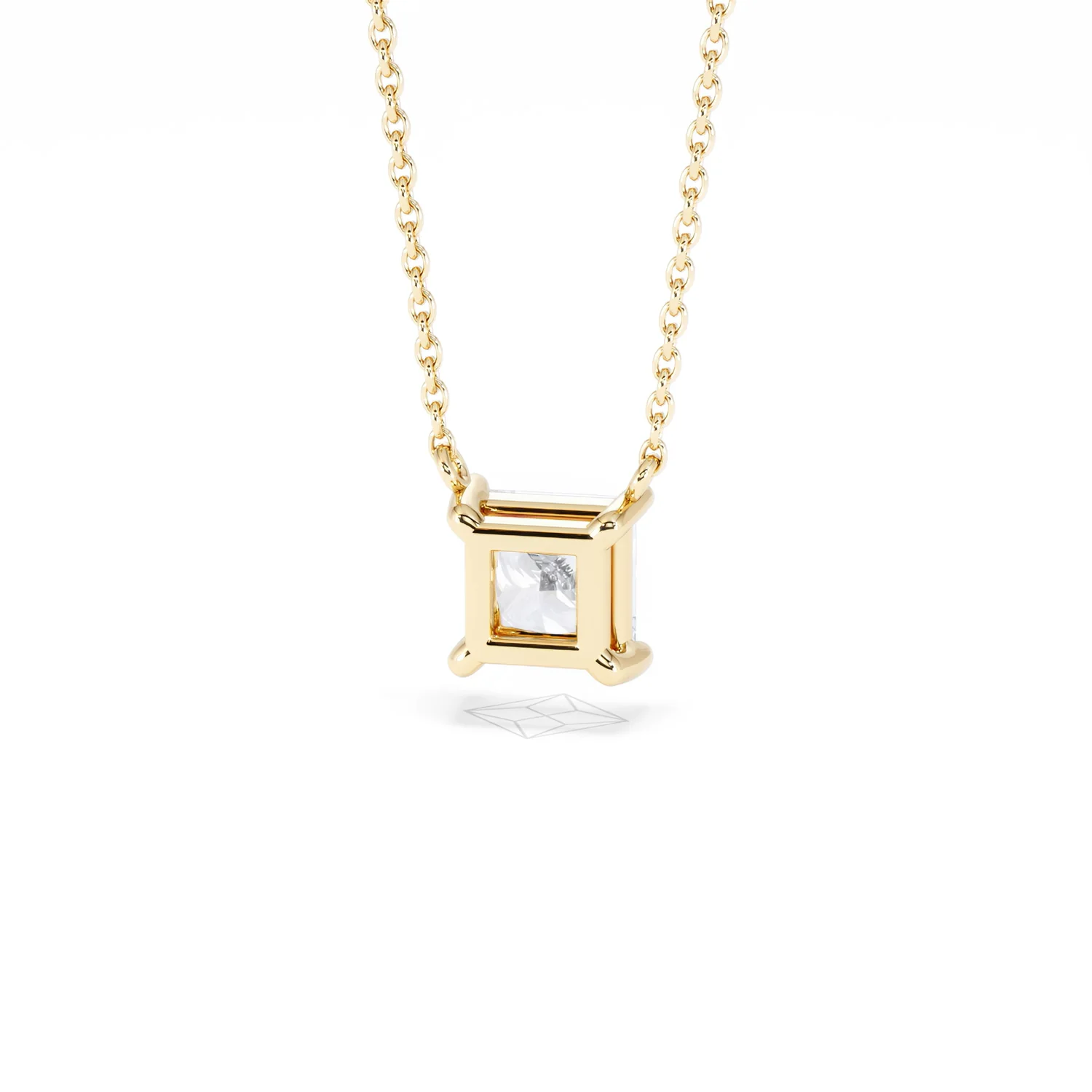 Wanderlust Floating Princess Cut Lab Diamond Solitaire Necklace 1.00ct H/SI in 9K Gold - Image 47