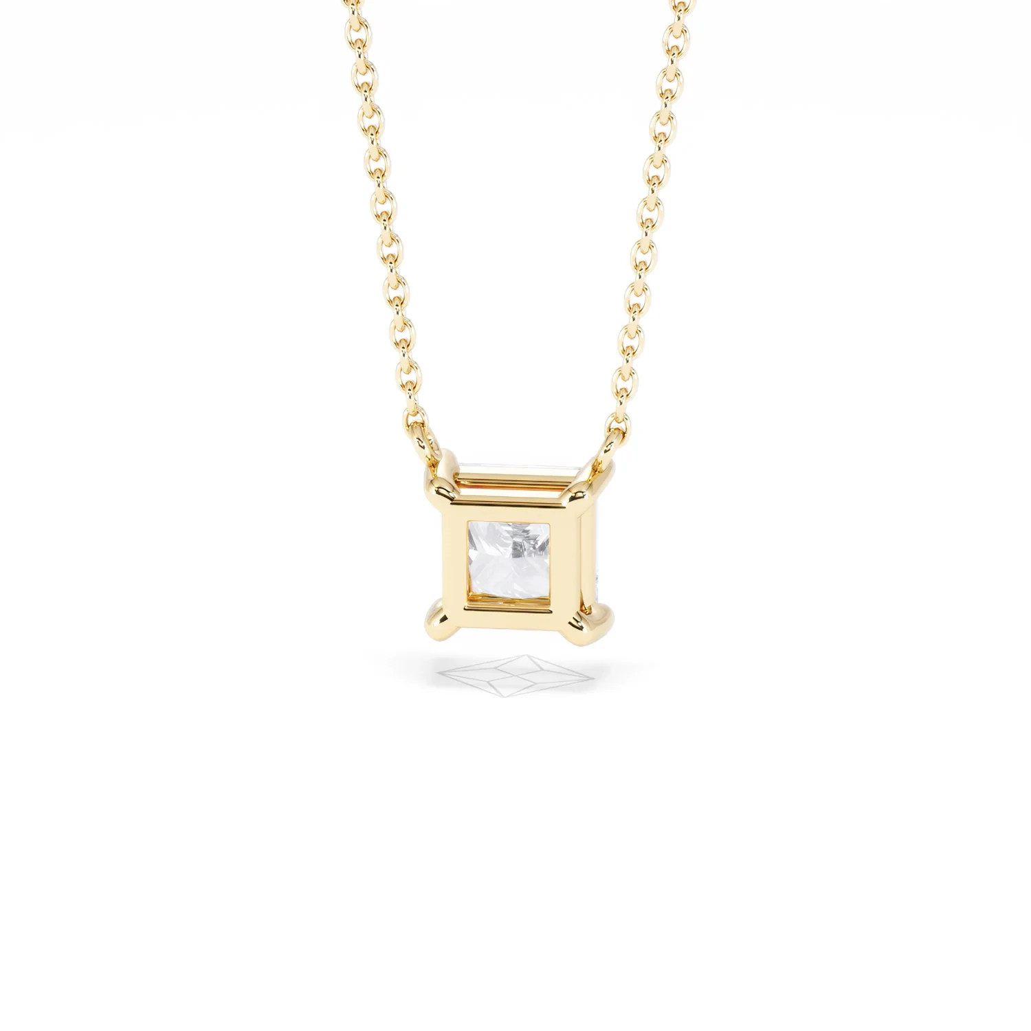 Wanderlust Floating Princess Cut Lab Diamond Solitaire Necklace 1.00ct H/SI in 9K Gold - Image 48