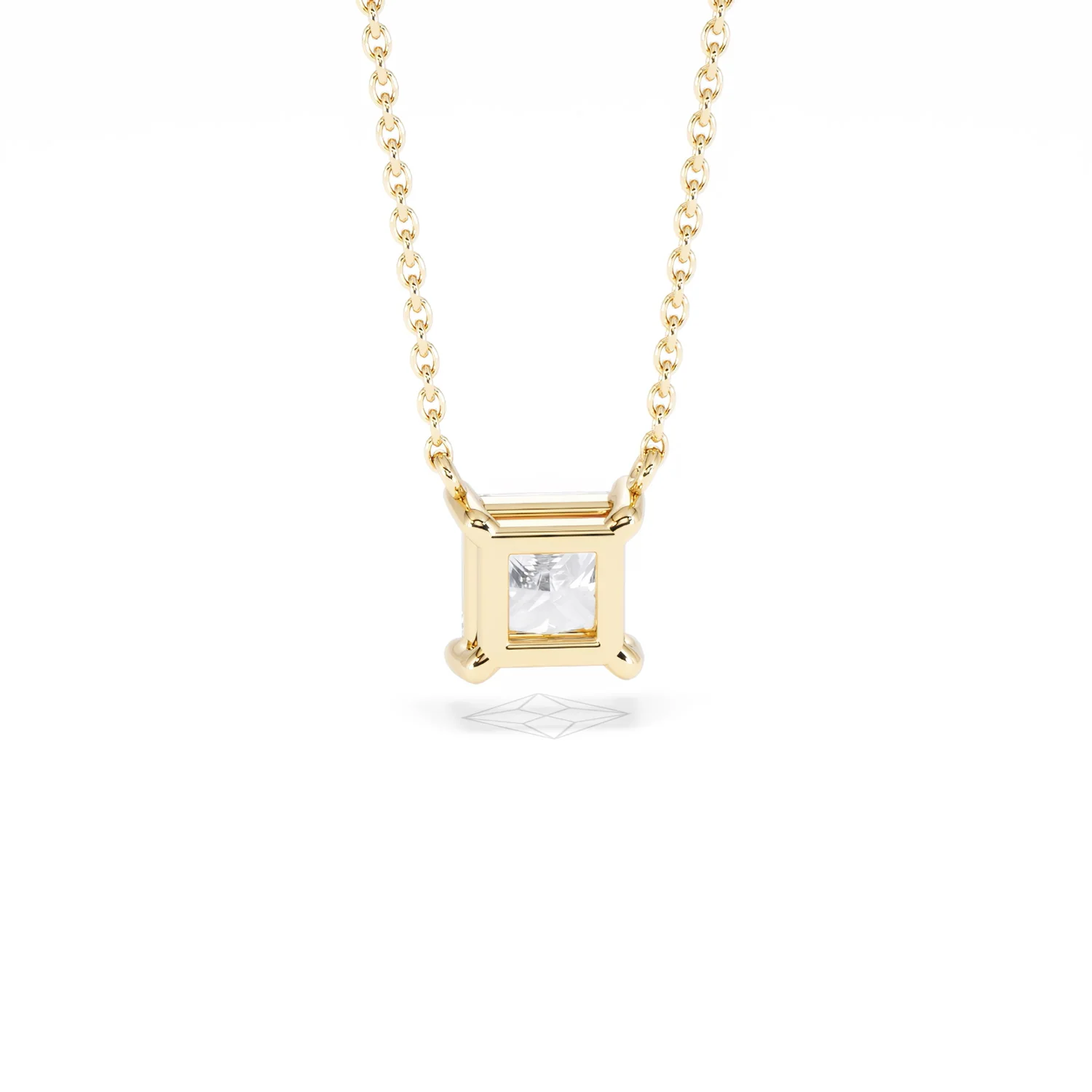 Wanderlust Floating Princess Cut Lab Diamond Solitaire Necklace 1.00ct H/SI in 9K Gold - Image 51