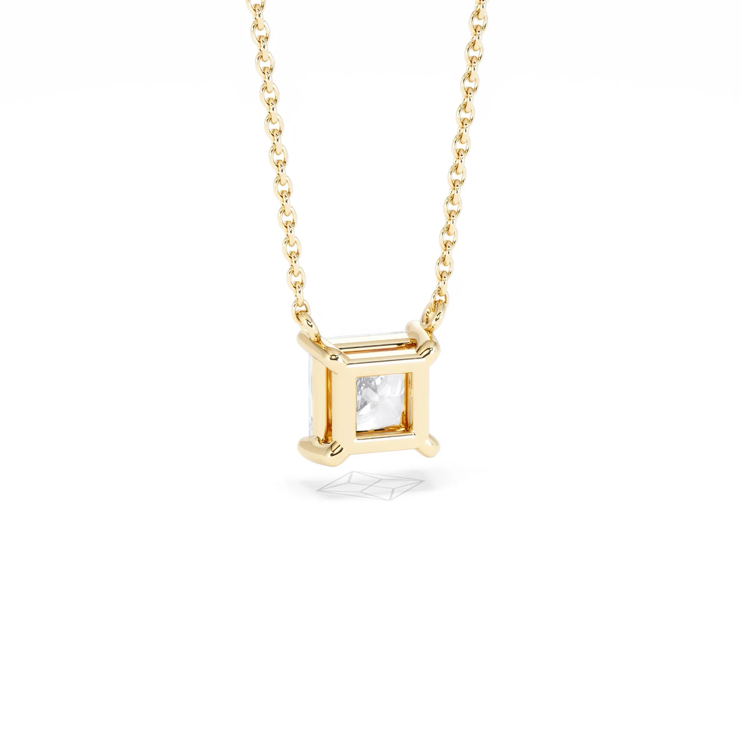 Wanderlust Floating Princess Cut Lab Diamond Solitaire Necklace 1.00ct H/SI in 9K Gold - Image 54