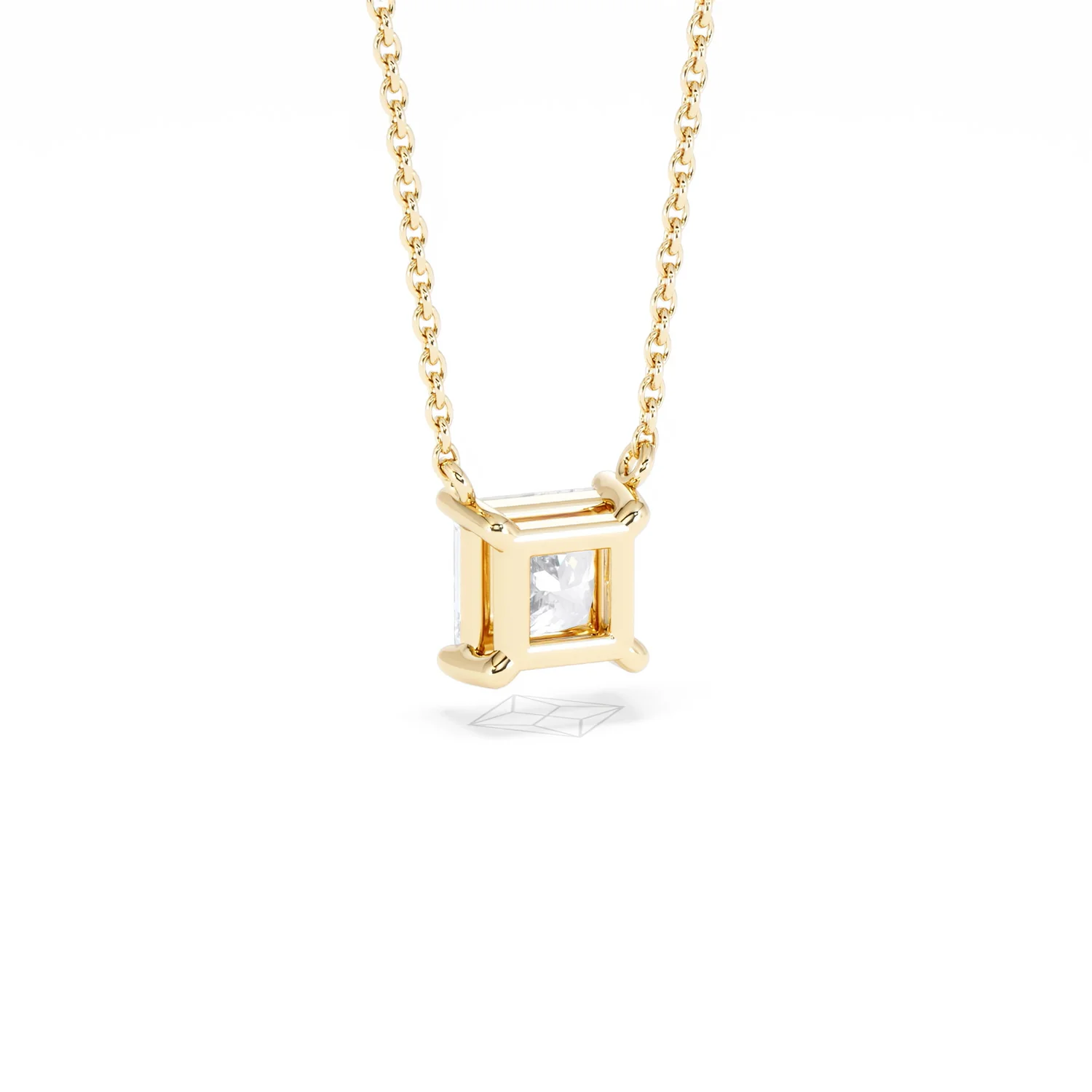 Wanderlust Floating Princess Cut Lab Diamond Solitaire Necklace 1.00ct H/SI in 9K Gold - Image 55