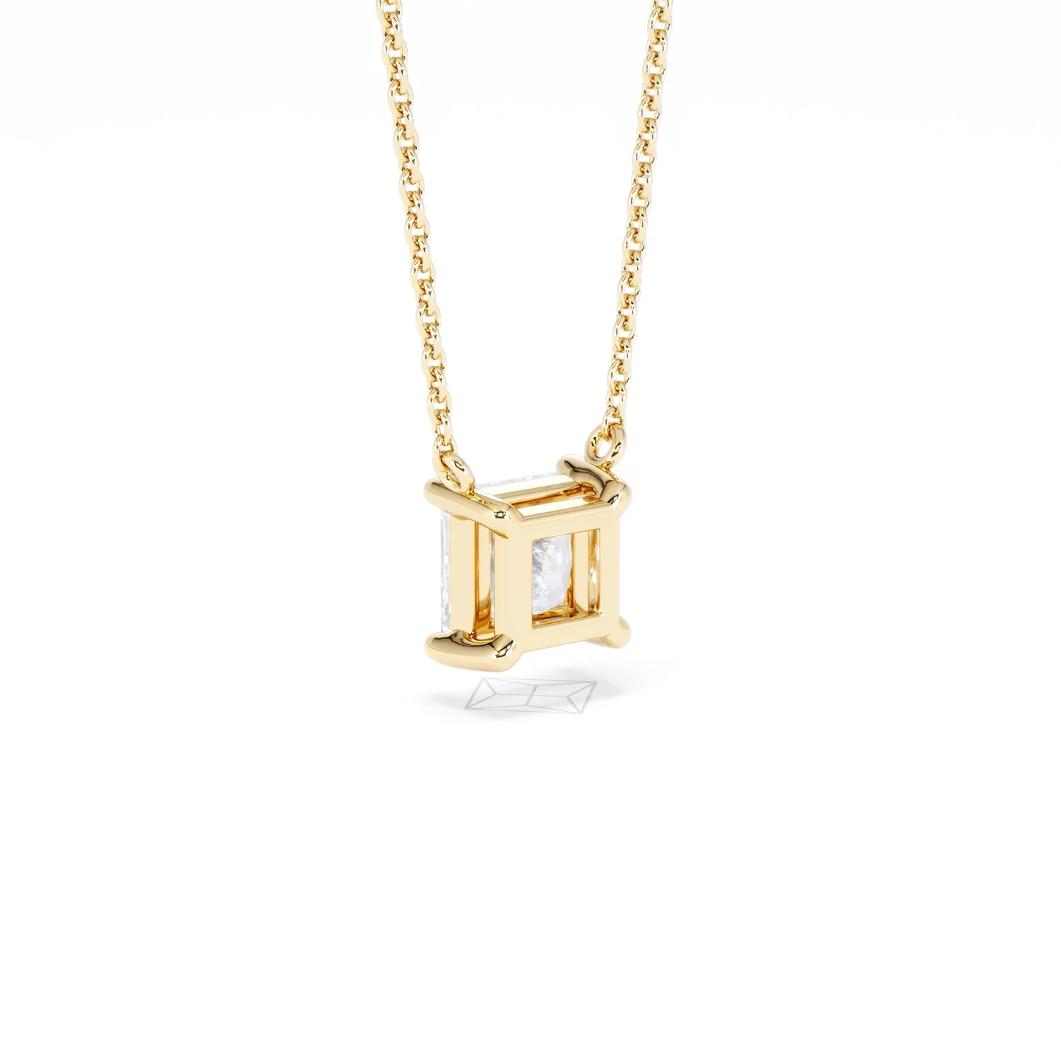 Wanderlust Floating Princess Cut Lab Diamond Solitaire Necklace 1.00ct H/SI in 9K Gold - Image 58