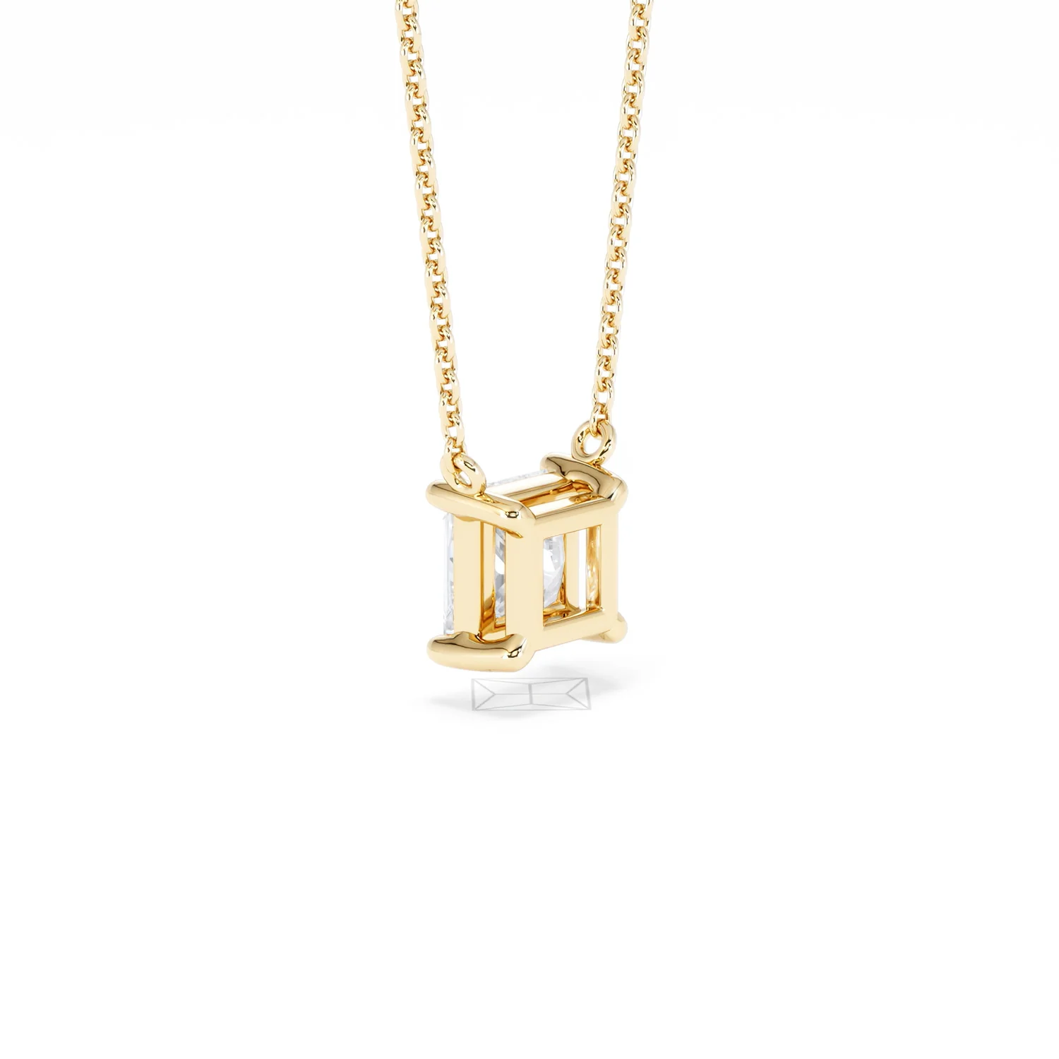 Wanderlust Floating Princess Cut Lab Diamond Solitaire Necklace 1.00ct H/SI in 9K Gold - Image 60