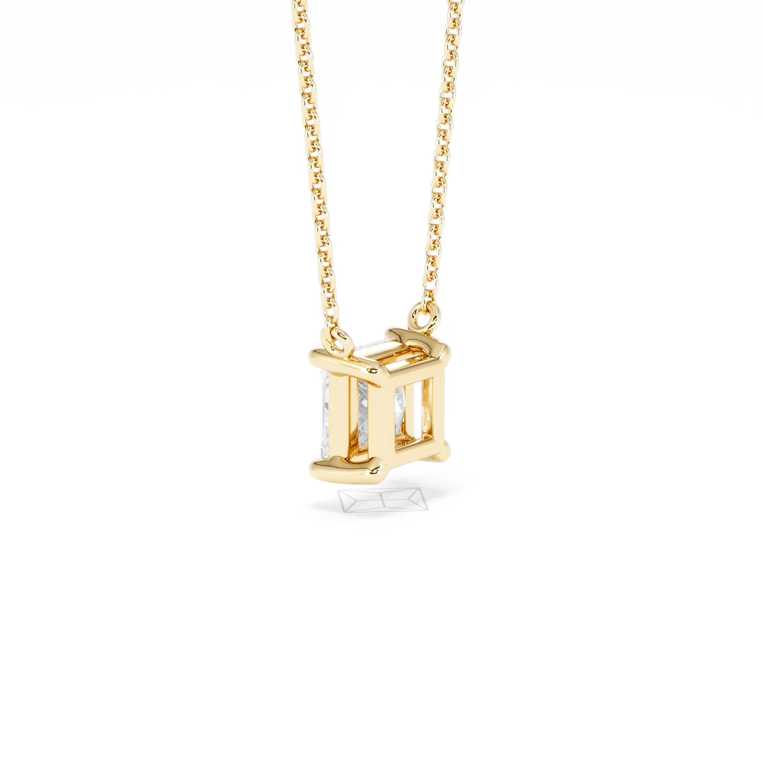 Wanderlust Floating Princess Cut Lab Diamond Solitaire Necklace 1.00ct H/SI in 9K Gold - Image 61