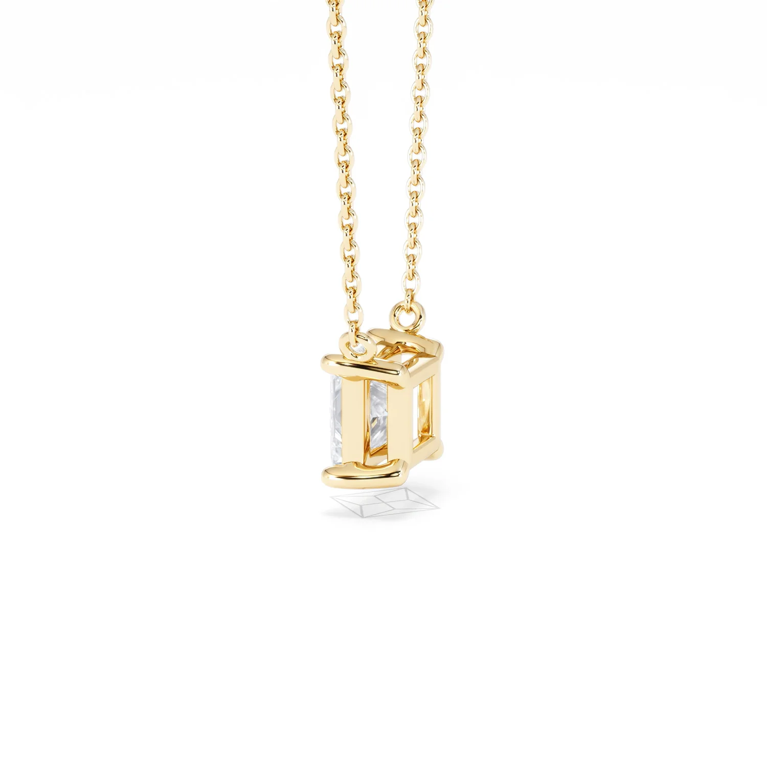 Wanderlust Floating Princess Cut Lab Diamond Solitaire Necklace 1.00ct H/SI in 9K Gold - Image 65