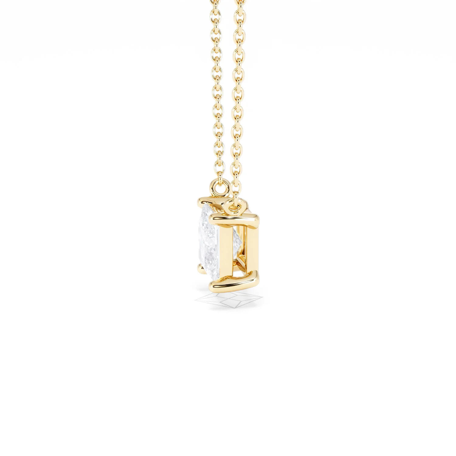 Wanderlust Floating Princess Cut Lab Diamond Solitaire Necklace 1.00ct H/SI in 9K Gold - Image 72
