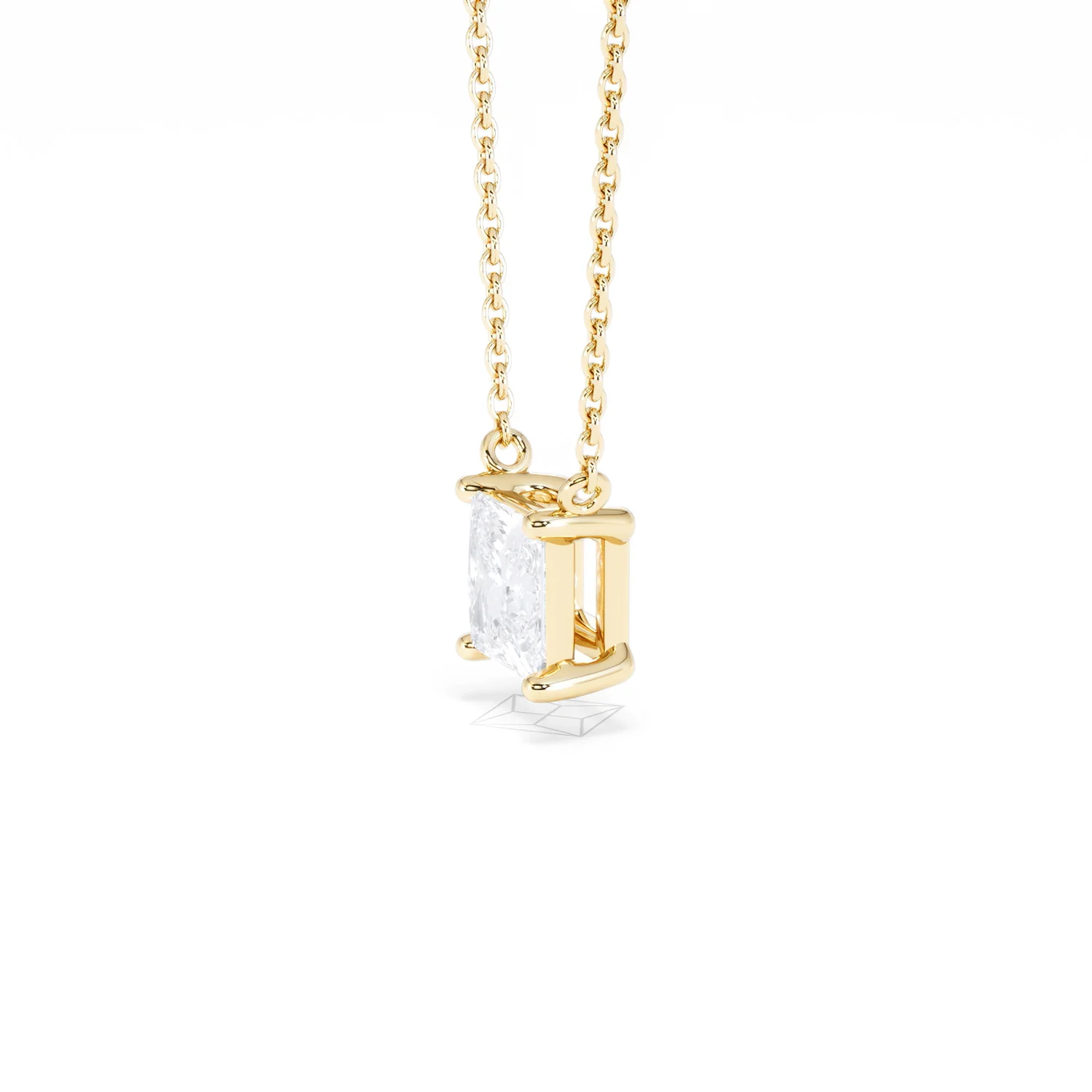 Wanderlust Floating Princess Cut Lab Diamond Solitaire Necklace 1.00ct H/SI in 9K Gold - Image 75