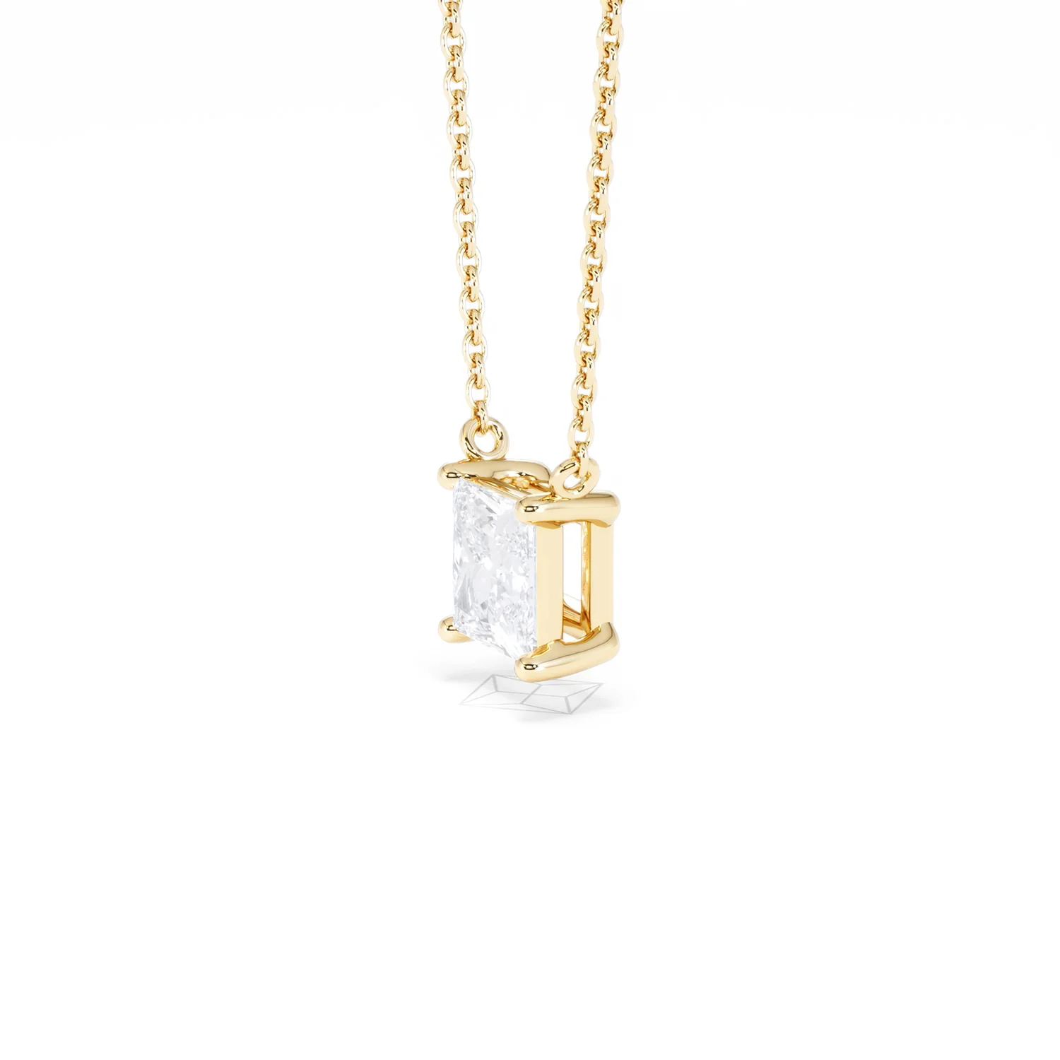 Wanderlust Floating Princess Cut Lab Diamond Solitaire Necklace 1.00ct H/SI in 9K Gold - Image 76
