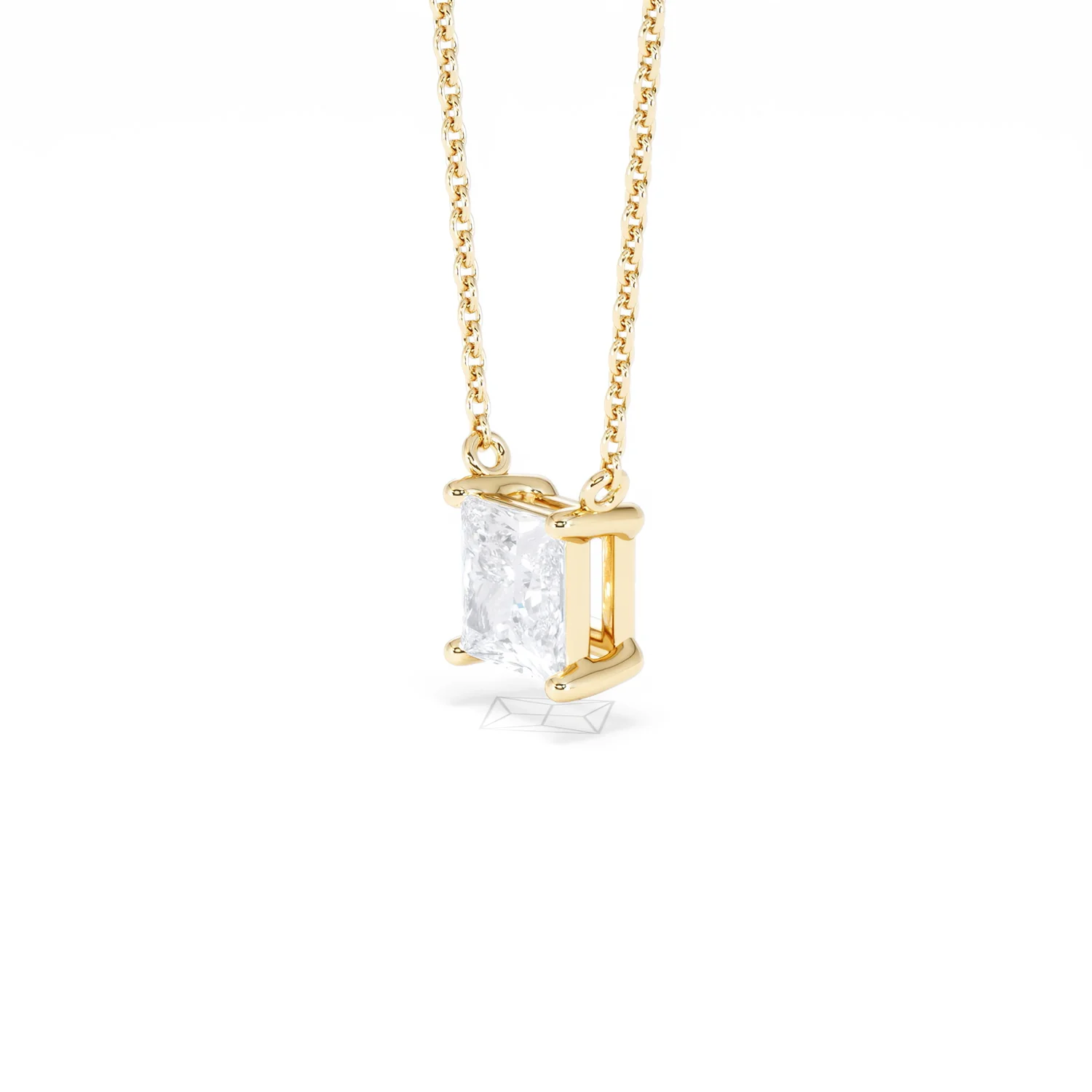 Wanderlust Floating Princess Cut Lab Diamond Solitaire Necklace 1.00ct H/SI in 9K Gold - Image 78