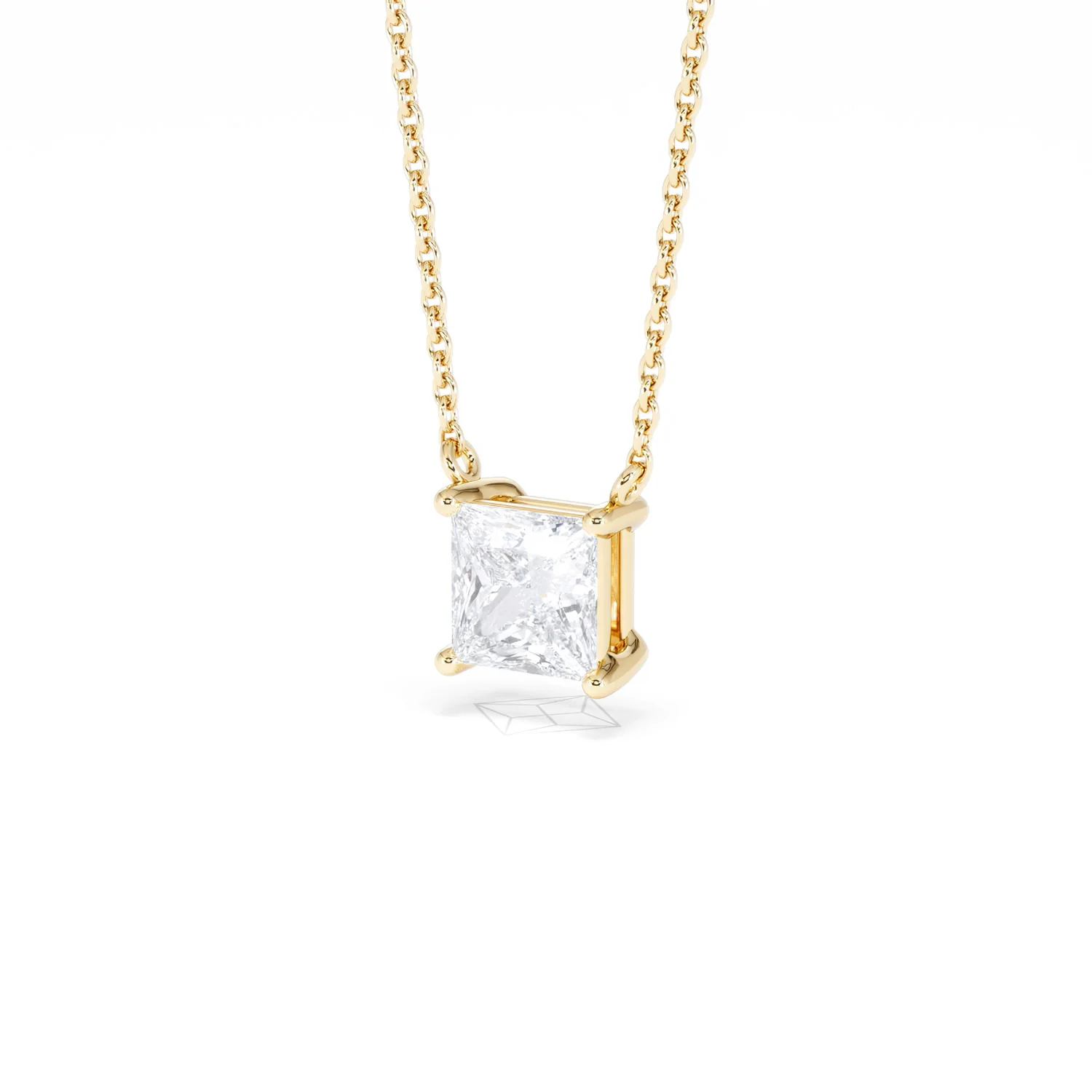 Wanderlust Floating Princess Cut Lab Diamond Solitaire Necklace 1.00ct H/SI in 9K Gold - Image 83