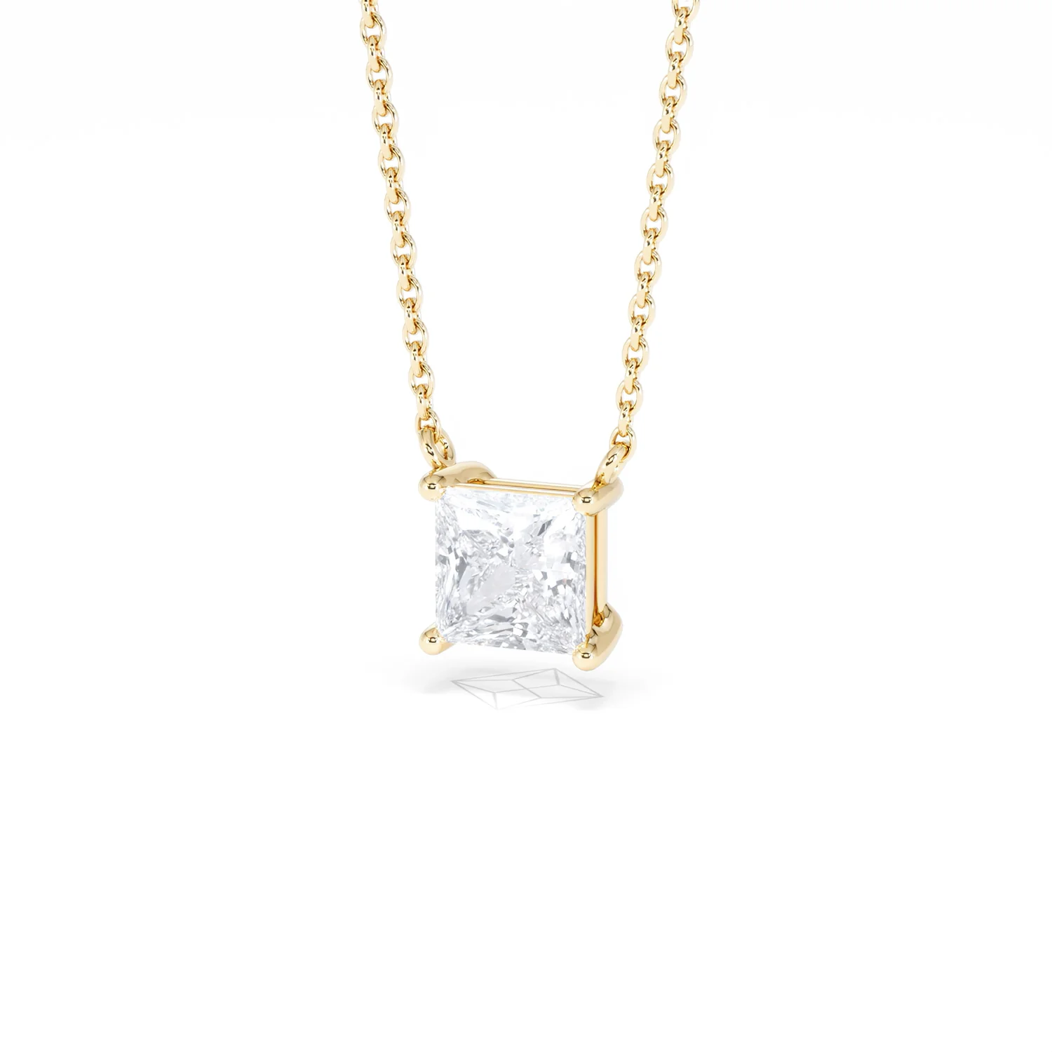 Wanderlust Floating Princess Cut Lab Diamond Solitaire Necklace 1.00ct H/SI in 9K Gold - Image 85