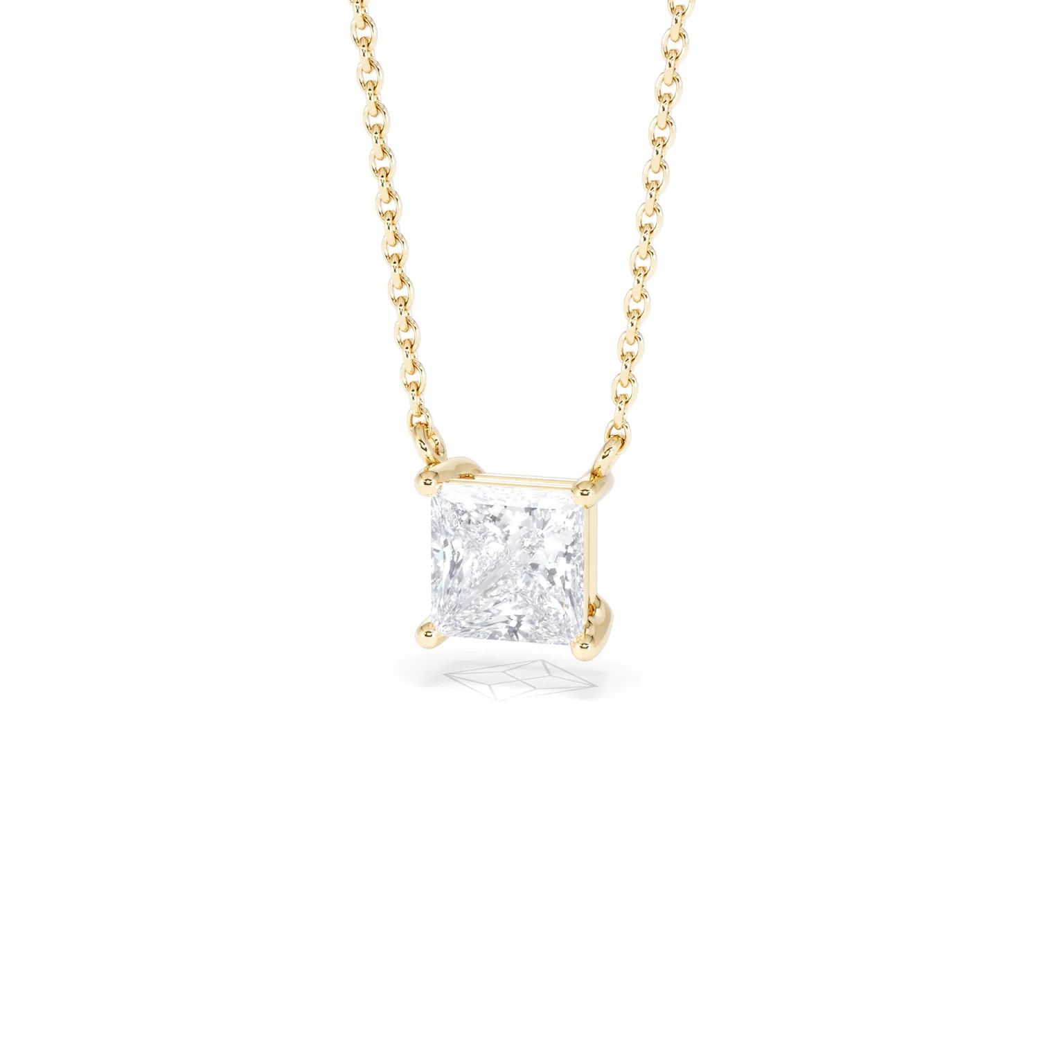 Wanderlust Floating Princess Cut Lab Diamond Solitaire Necklace 1.00ct H/SI in 9K Gold - Image 86