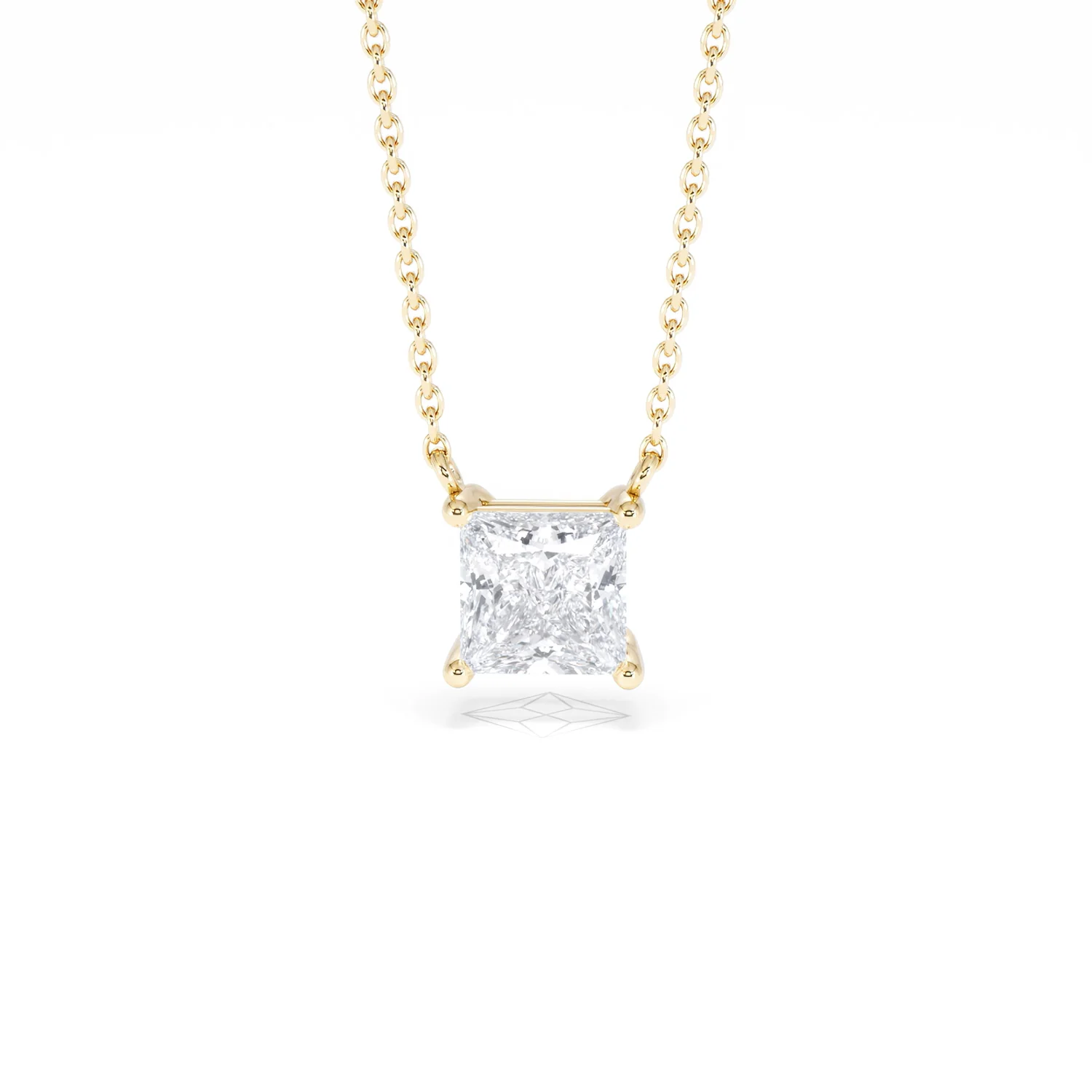 Wanderlust Floating Princess Cut Lab Diamond Solitaire Necklace 1.00ct H/SI in 9K Gold - Image 89