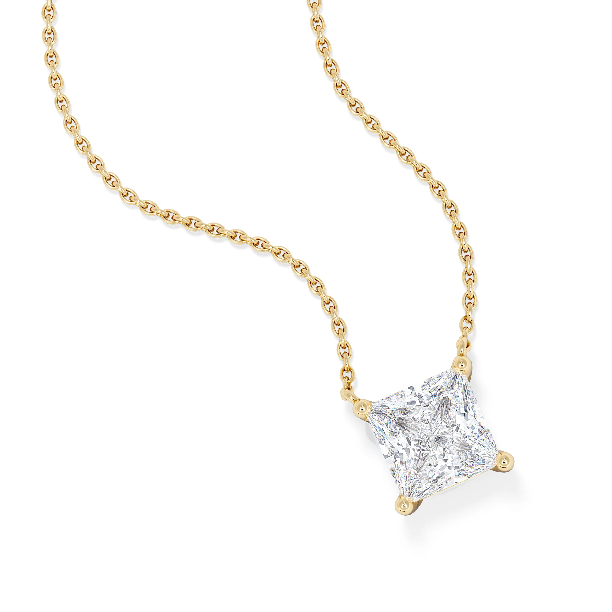 Wanderlust Floating Princess Cut Lab Diamond Solitaire Necklace 1.50ct H/SI in 9K Gold - Image 3