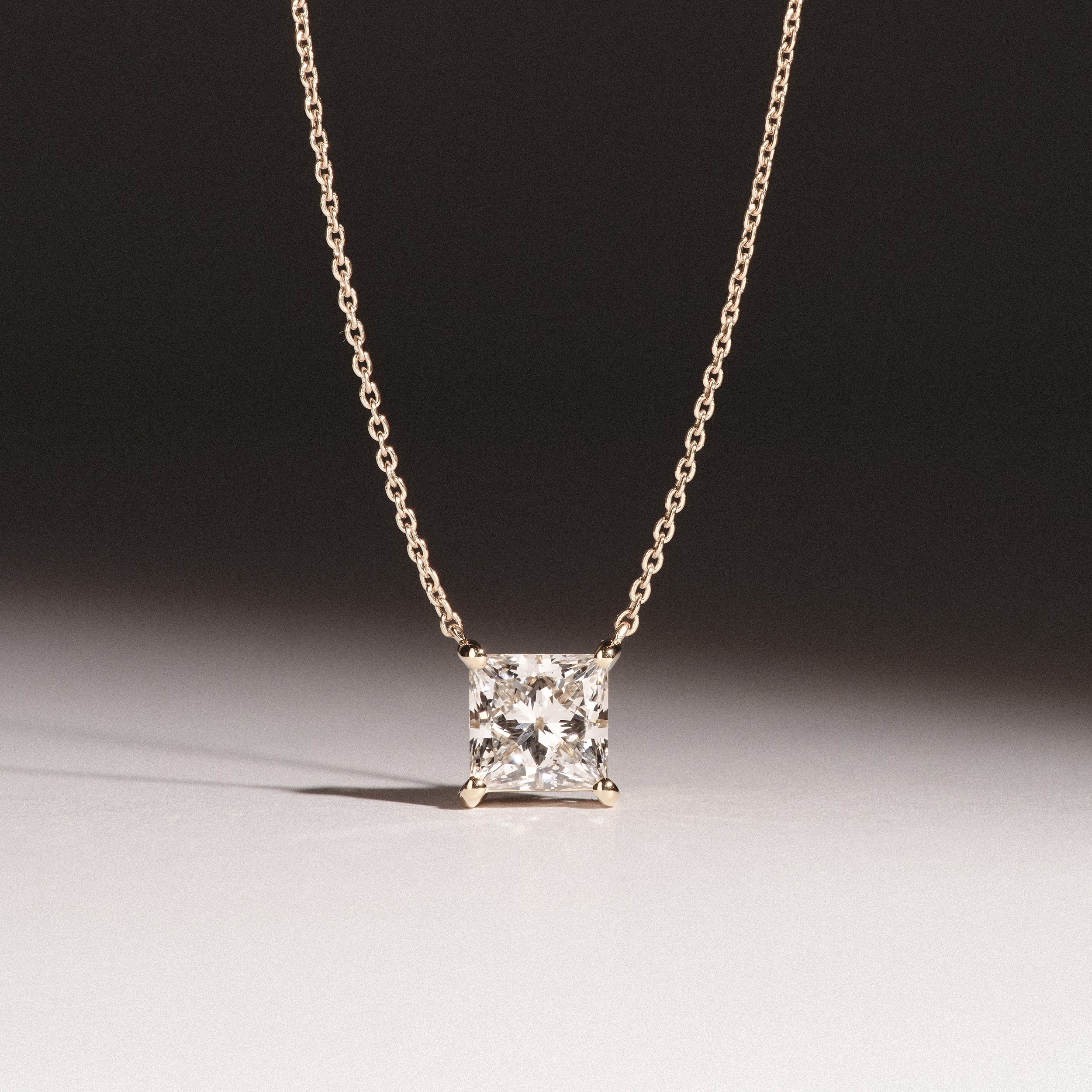 Wanderlust Floating Princess Cut Lab Diamond Solitaire Necklace 1.50ct H/SI in 9K Gold - Image 6